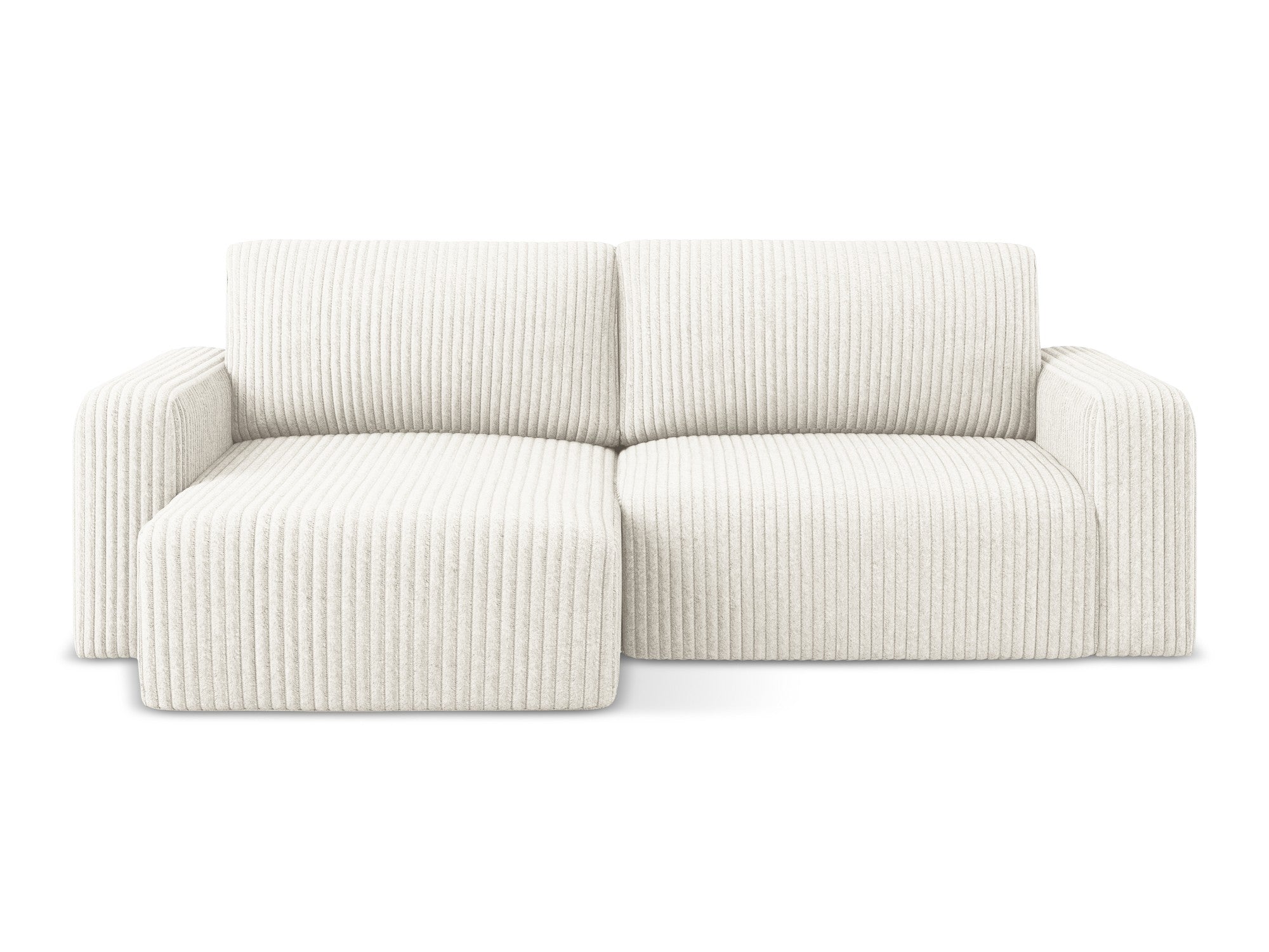 Left-sided corner sofa bed KONA light beige corduroy