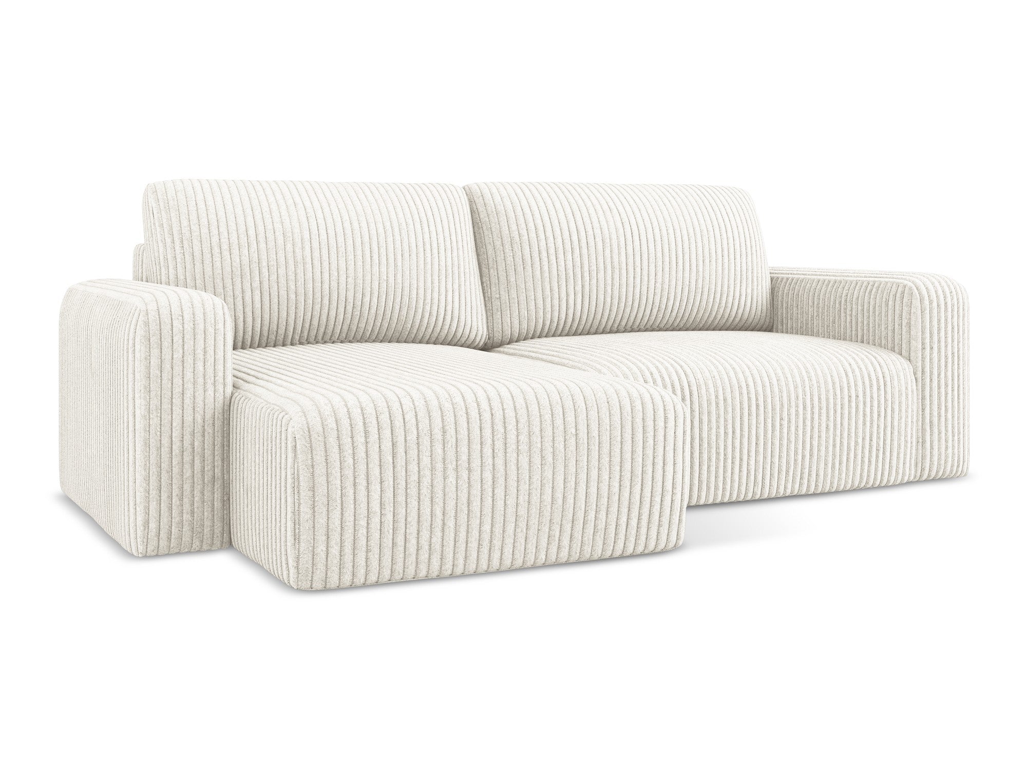 Left-sided corner sofa bed KONA light beige corduroy