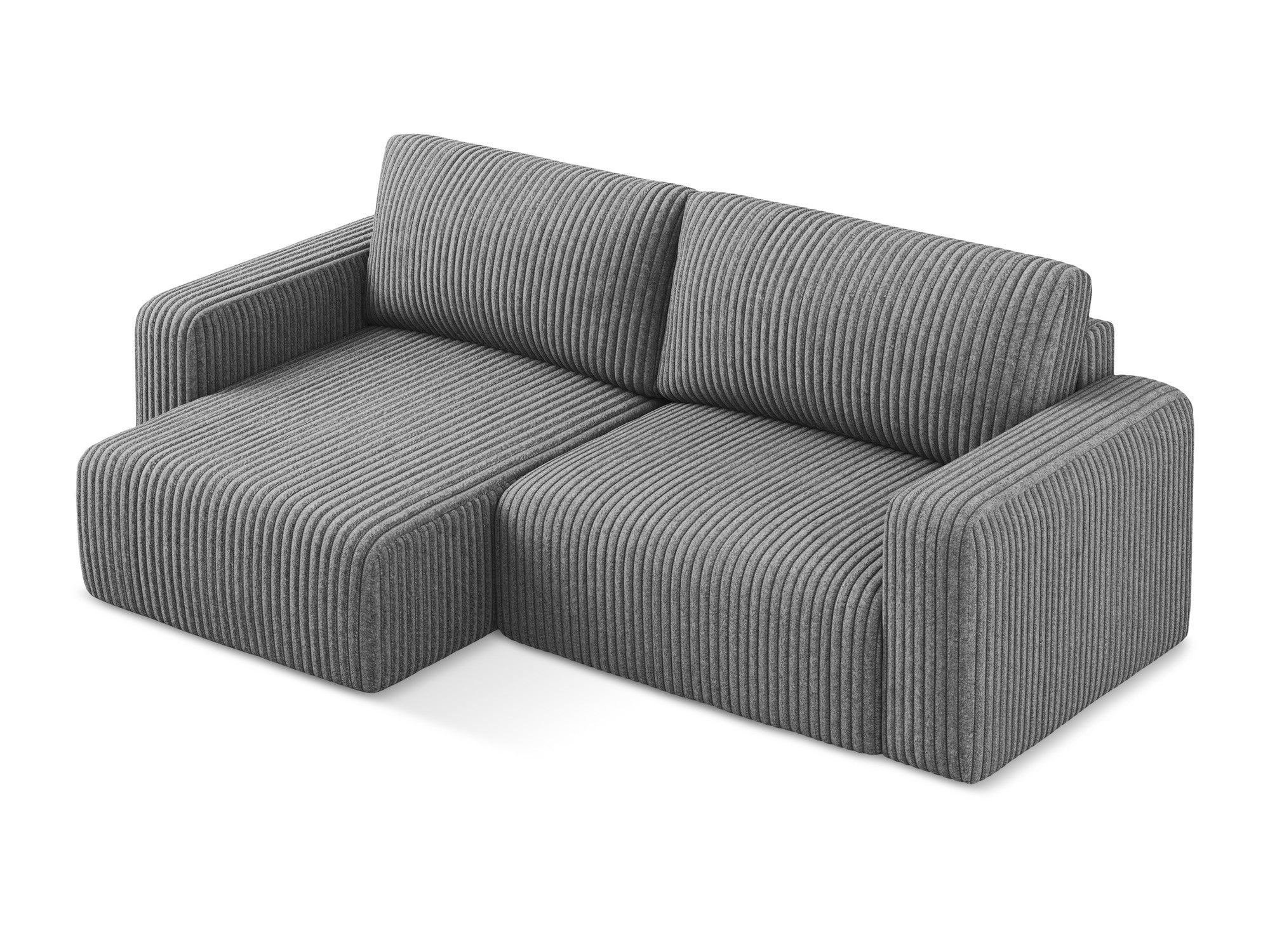 Linksseitige Schlafcouch KONA in dunkelgrauem Cord