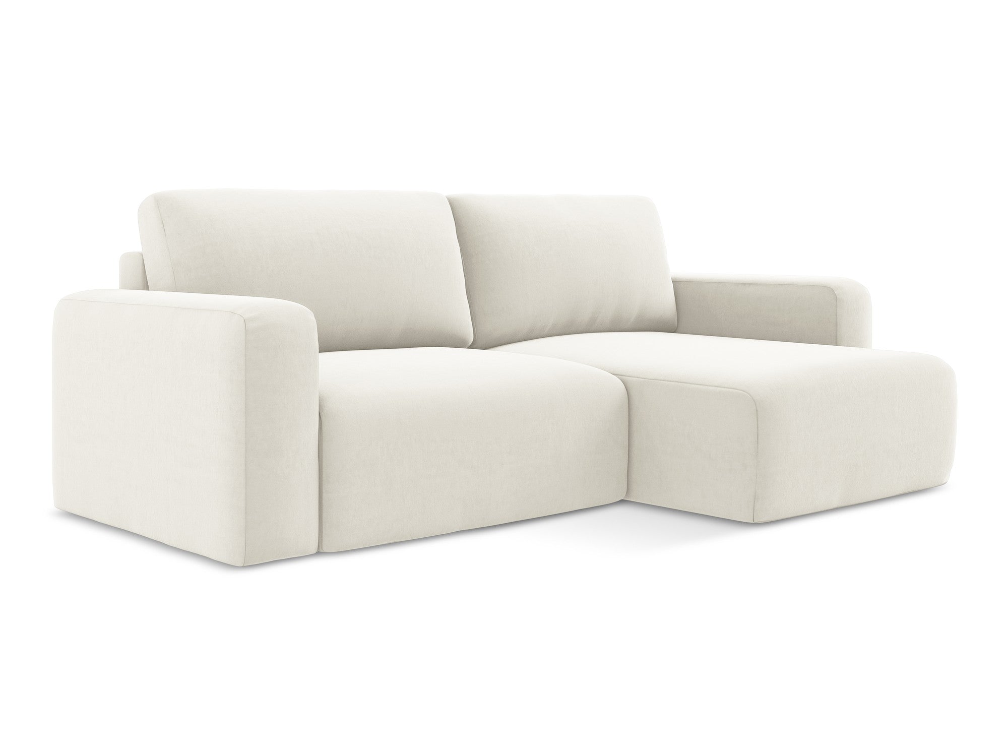 Right-facing velvet corner sofa bed KONA light beige