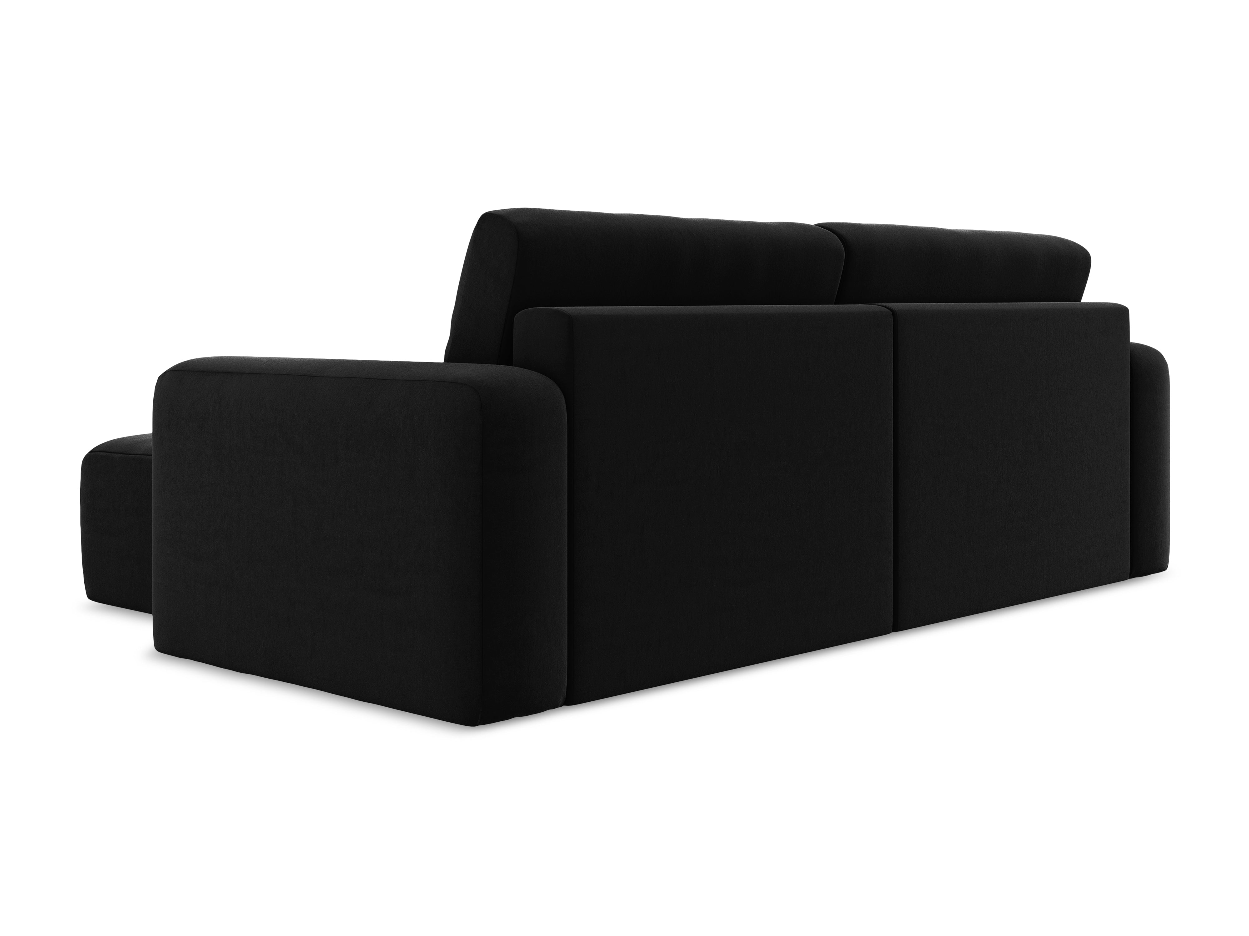 Right-facing velvet corner sofa bed KONA black
