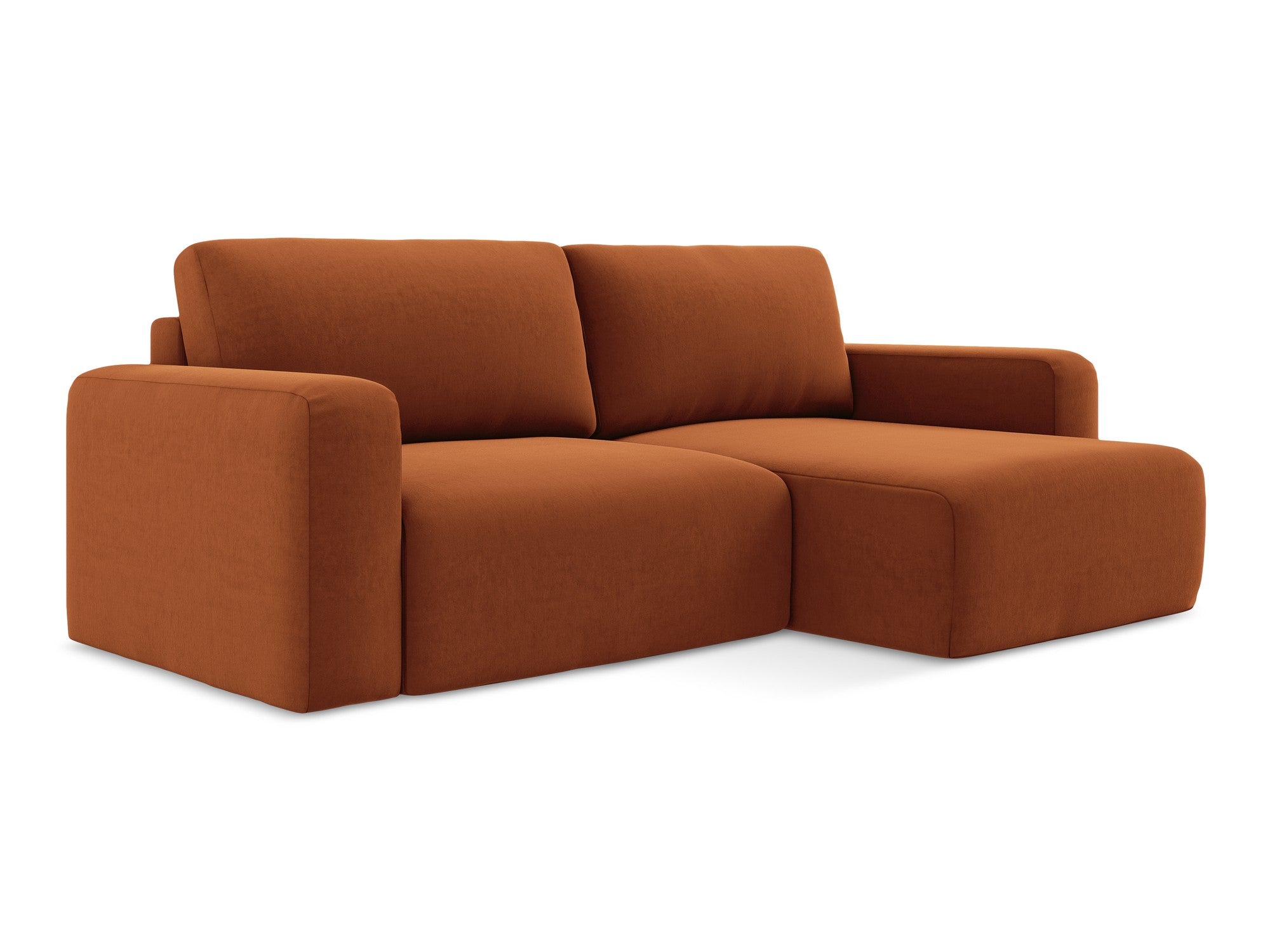 Velvet Corner Sofa Right Side with Sleeping Function KONA Terracotta