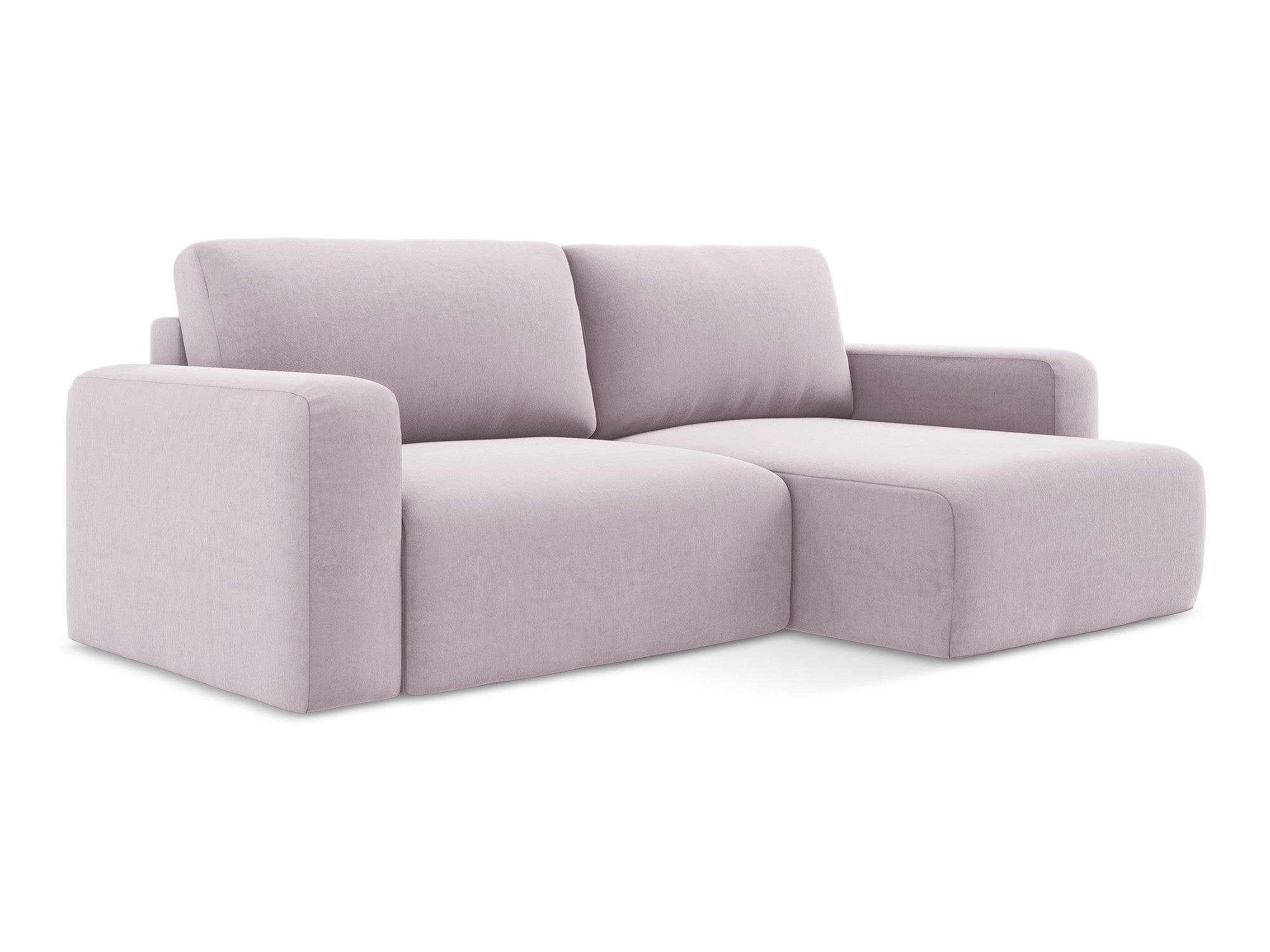 Velvet right-facing corner sofa bed KONA in lavender
