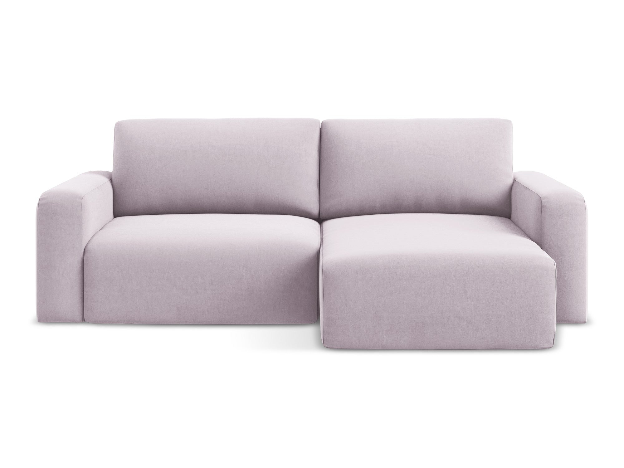 Velvet right-facing corner sofa bed KONA in lavender