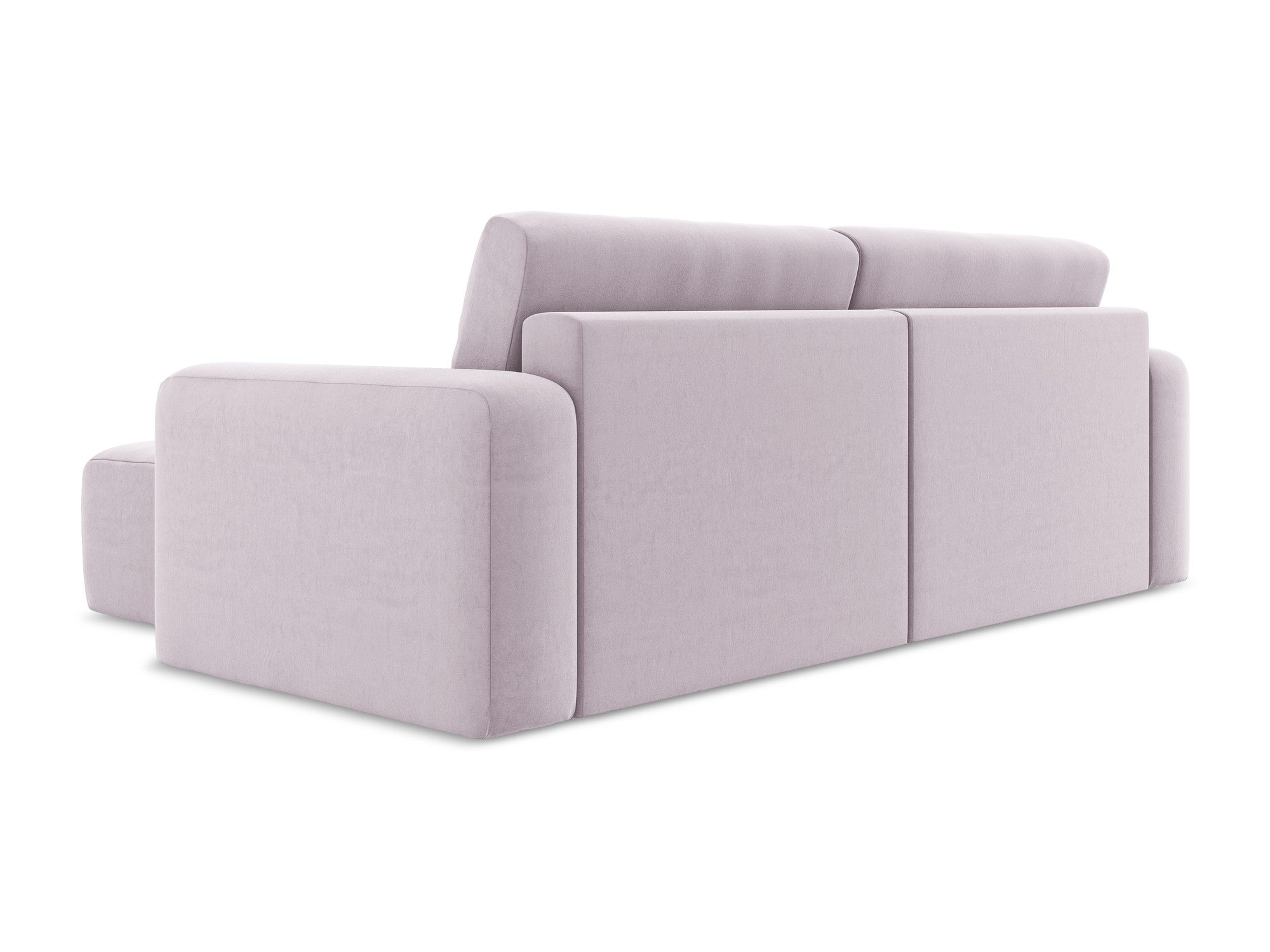 Velvet right-facing corner sofa bed KONA in lavender