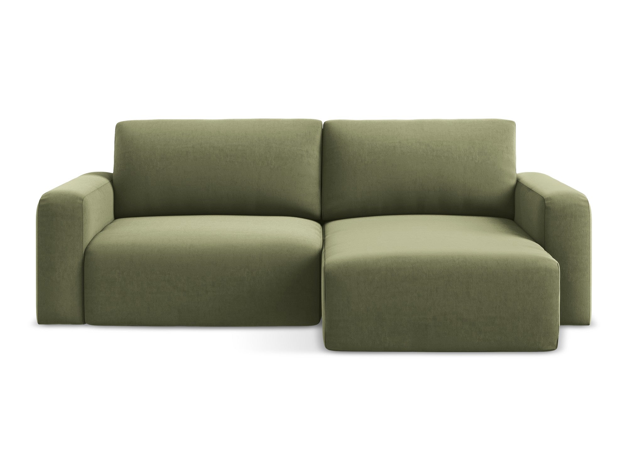 Olive Green Velvet Right-Hand Corner Sofa with Sleeping Function KONA