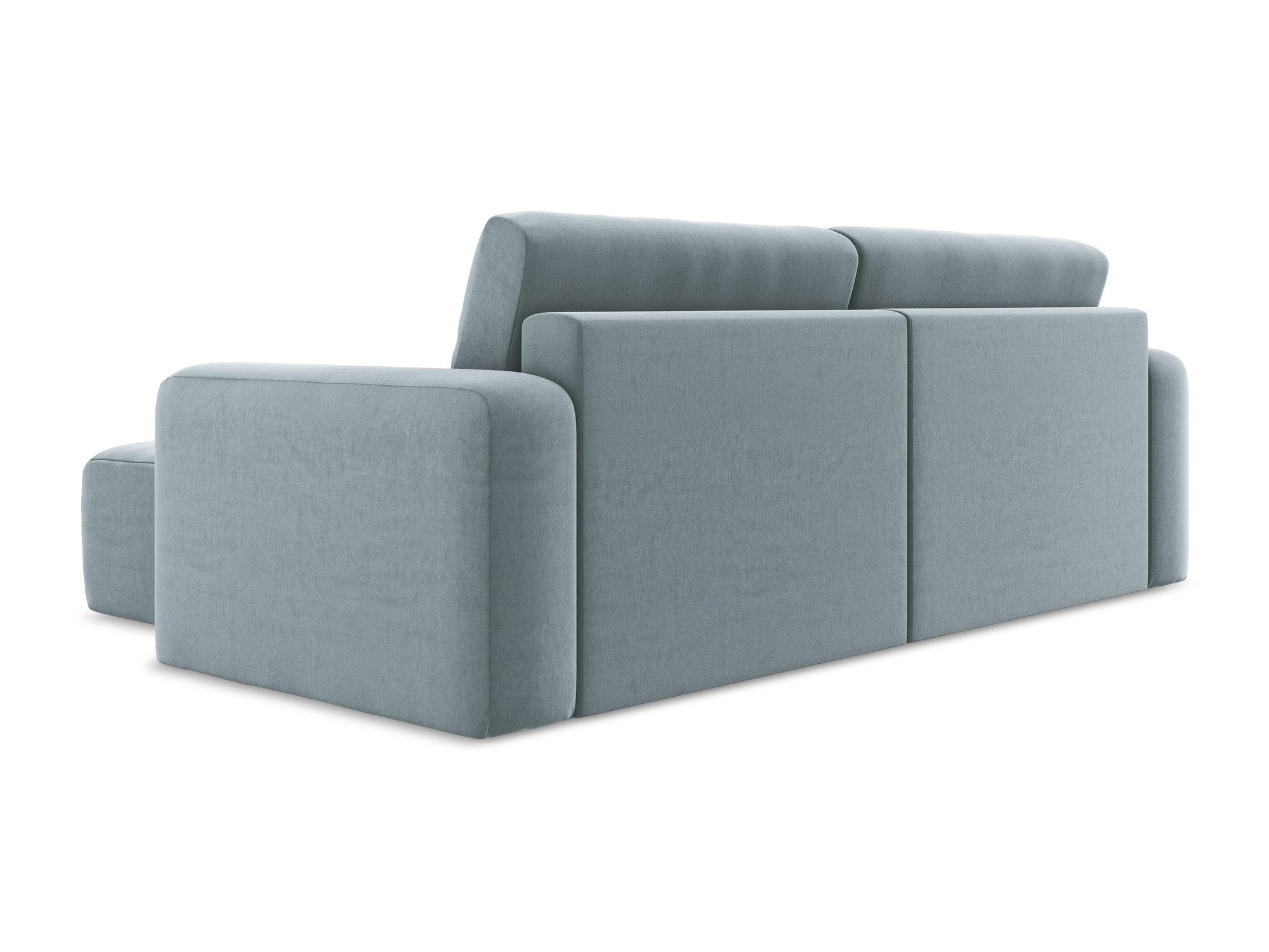 Right-facing velvet corner sofa bed KONA light blue