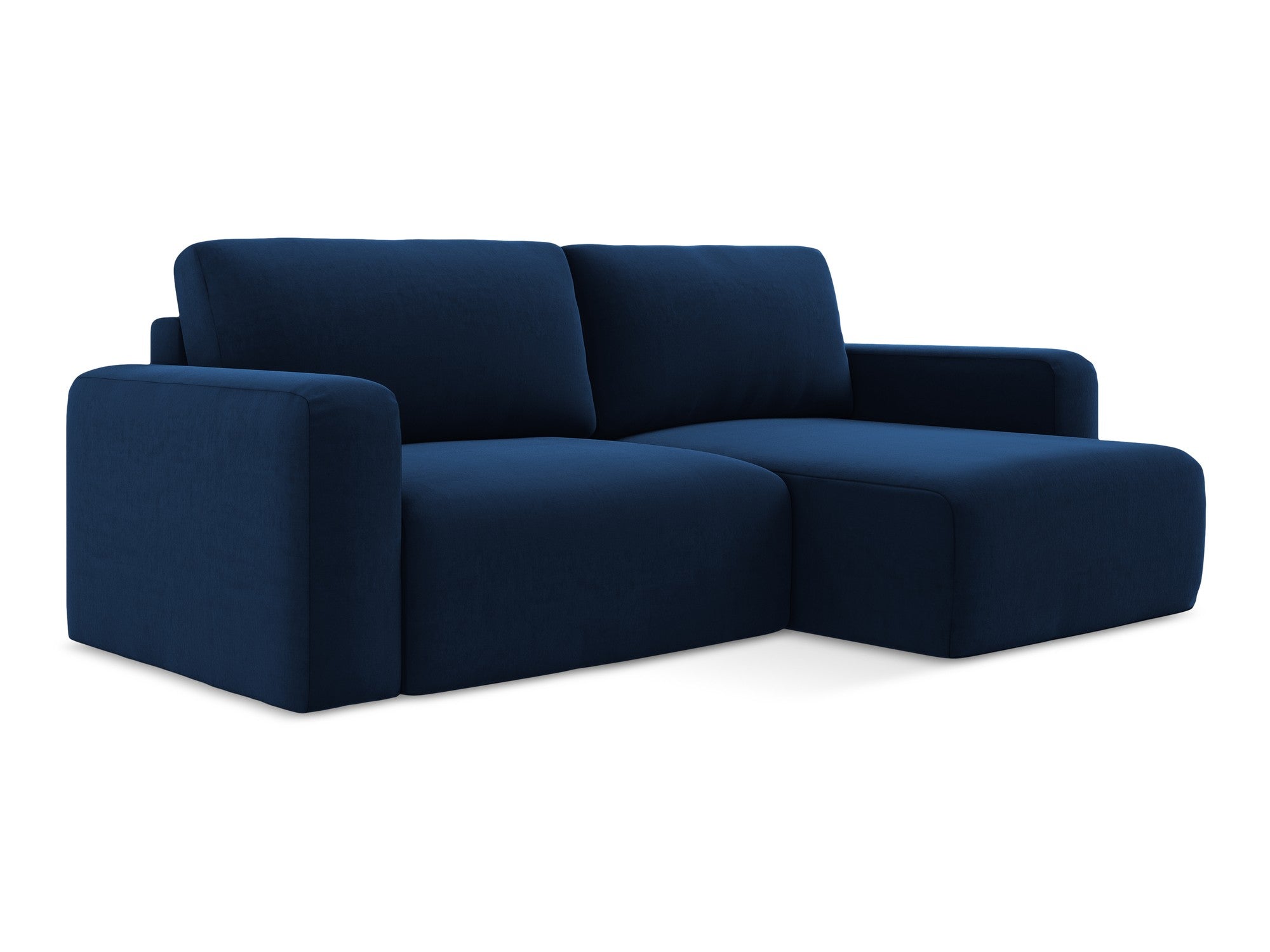 Right-facing velvet corner sofa bed KONA royal blue