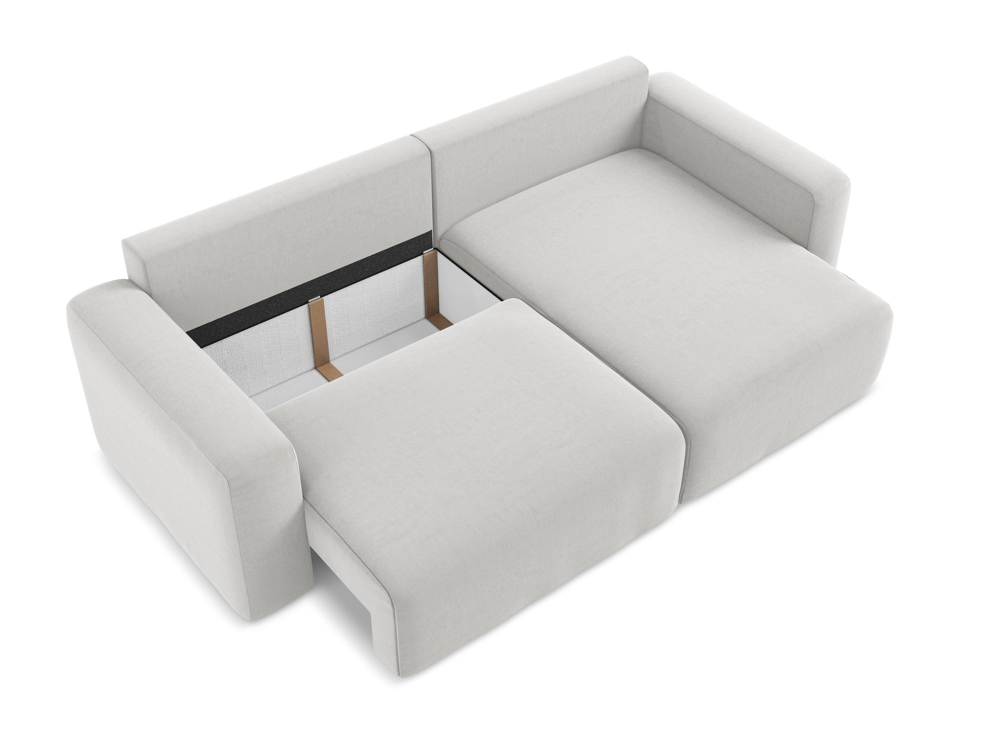 Samt-Ecksofa rechts mit Schlaffunktion KONA silbergrau