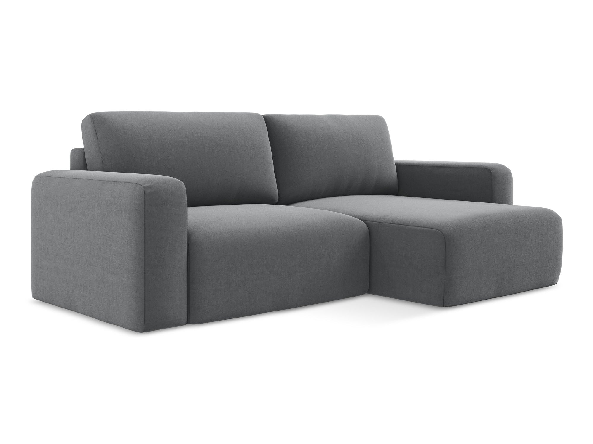 Velvet Corner Sofa Right Side with Sleeping Function KONA Steel Gray