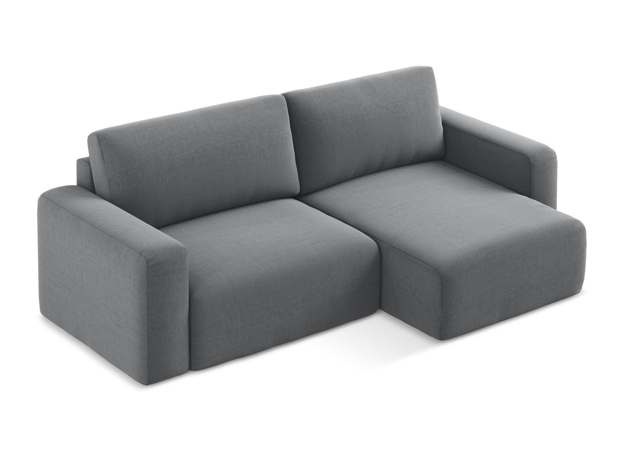 Velvet Corner Sofa Right Side with Sleeping Function KONA Steel Gray