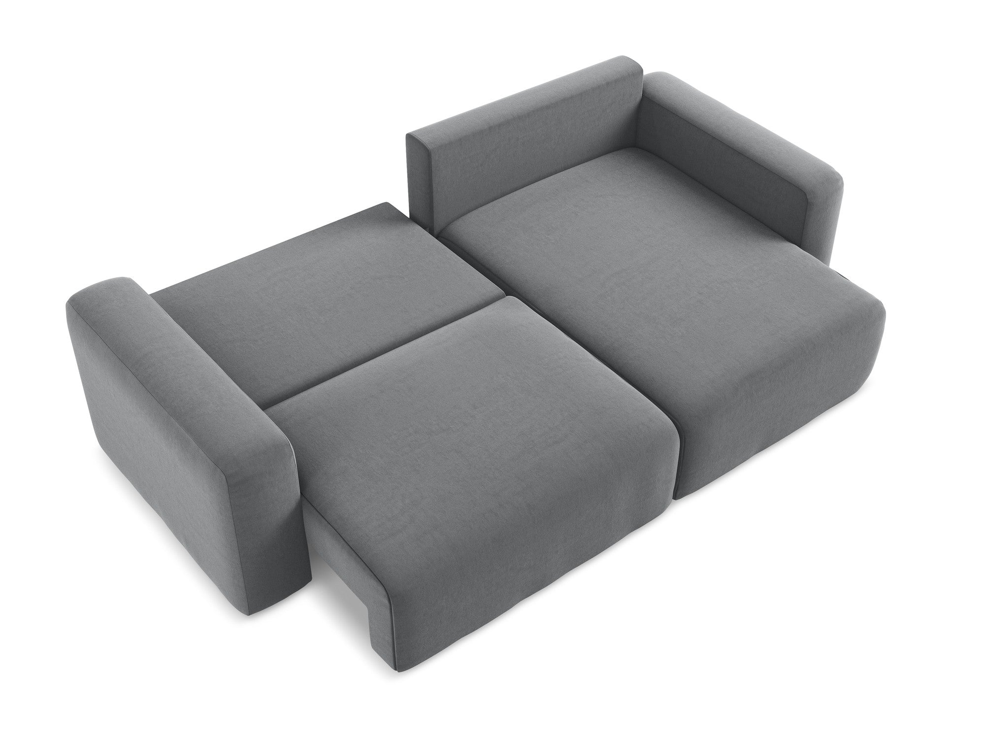 Velvet Corner Sofa Right Side with Sleeping Function KONA Steel Gray