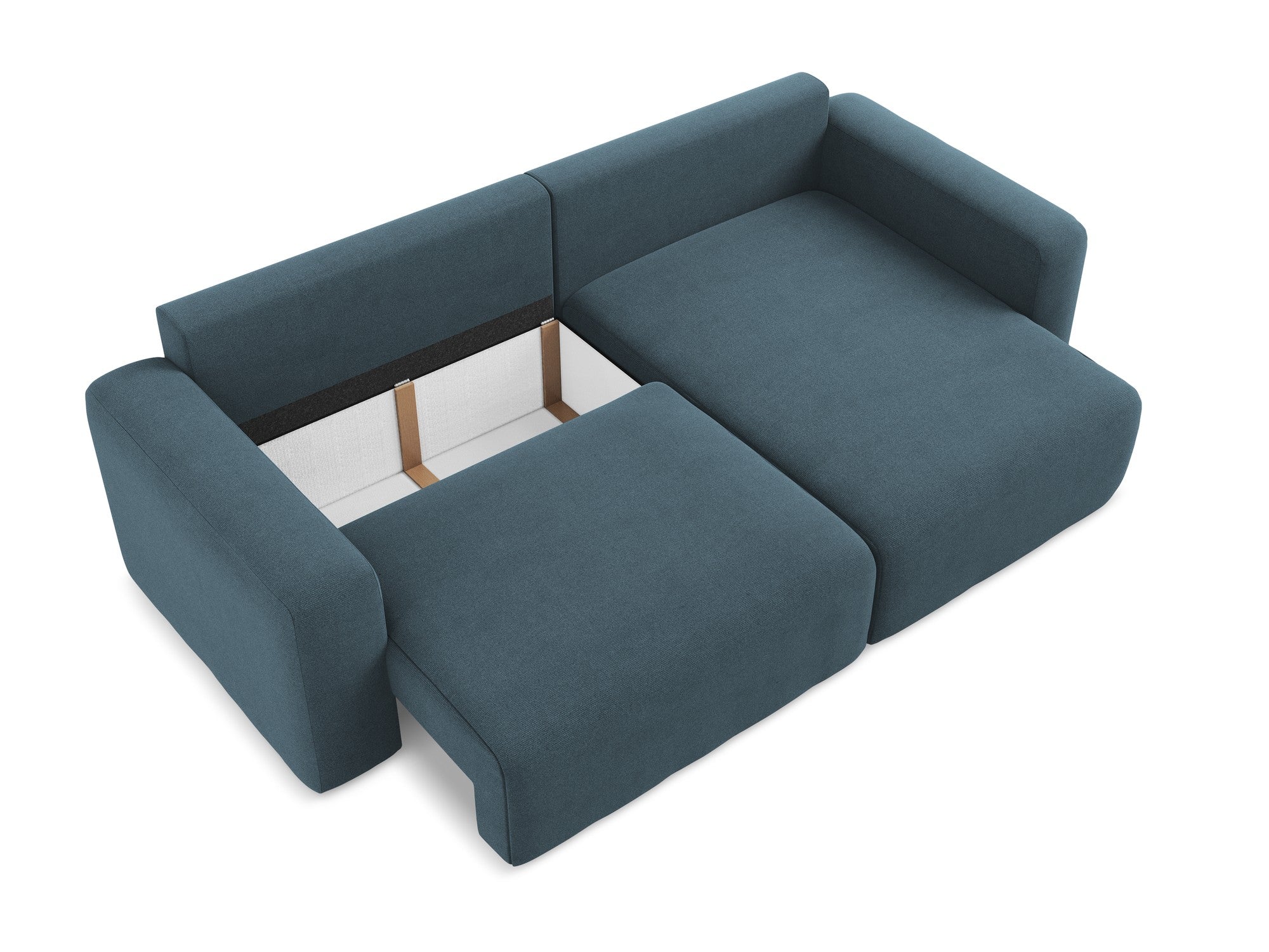 Right-sided corner sofa bed KONA in denim blue