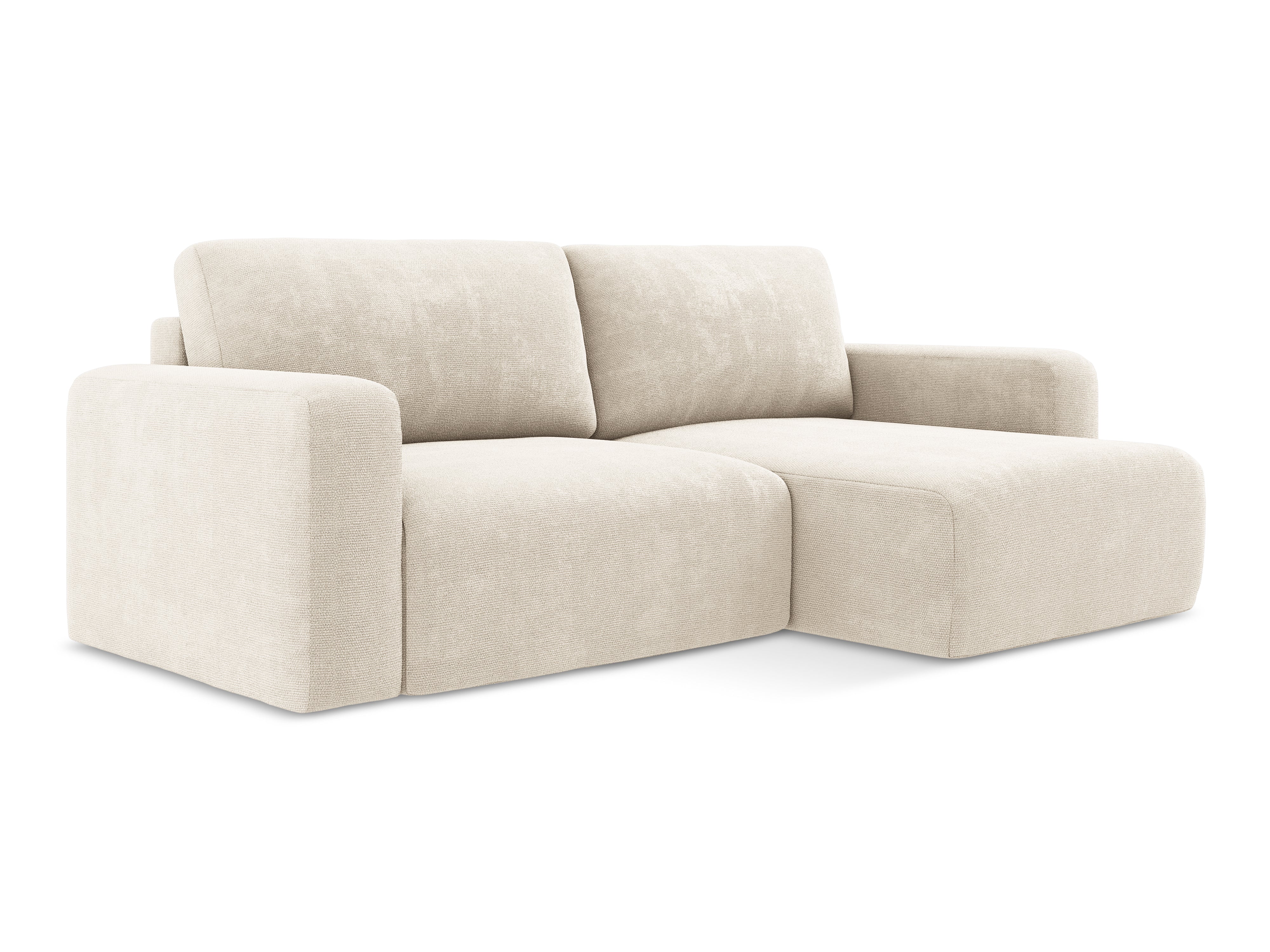 Right-hand corner sofa bed KONA light beige chenille