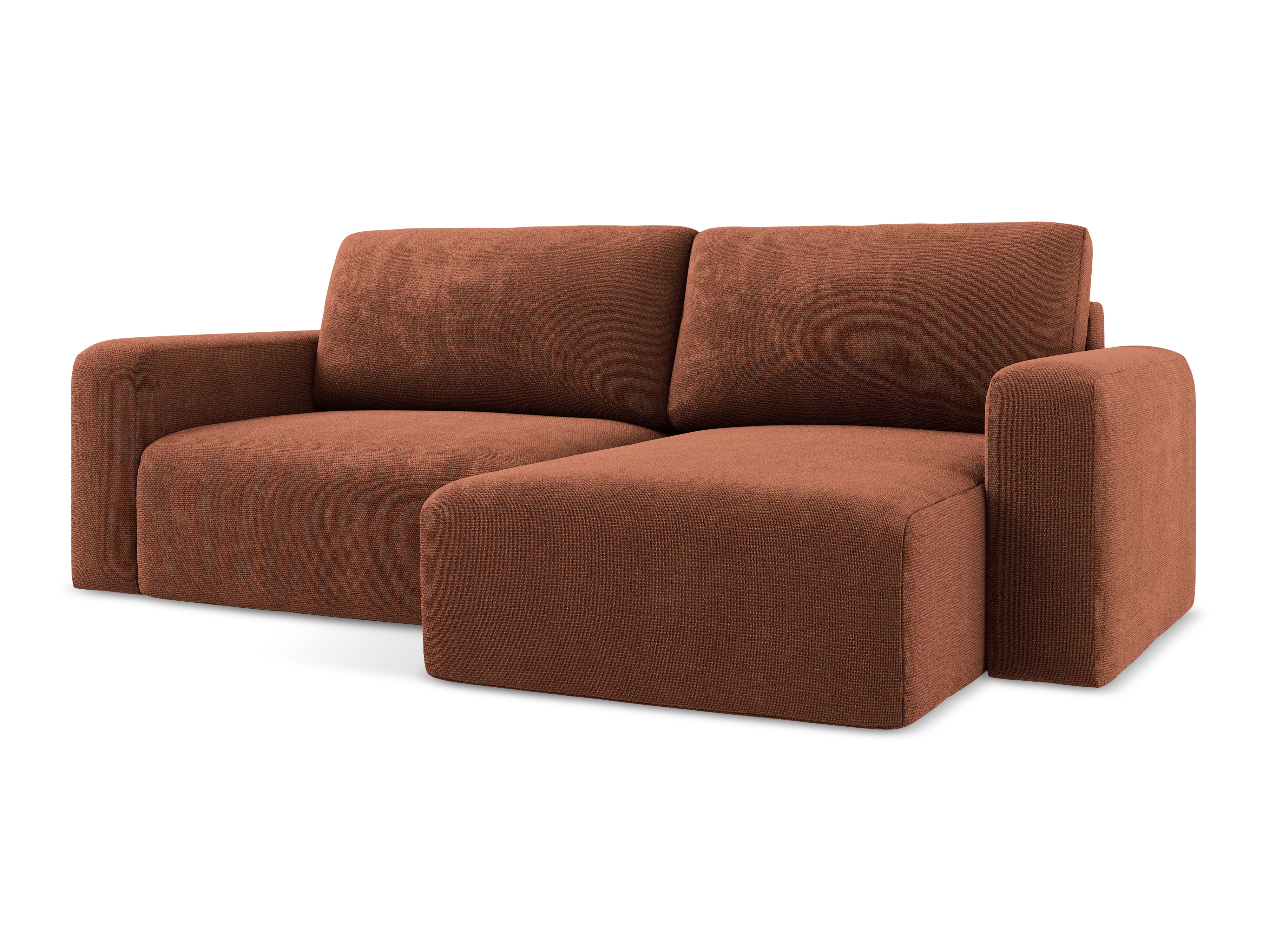 Right-facing corner sofa bed KONA terracotta chenille