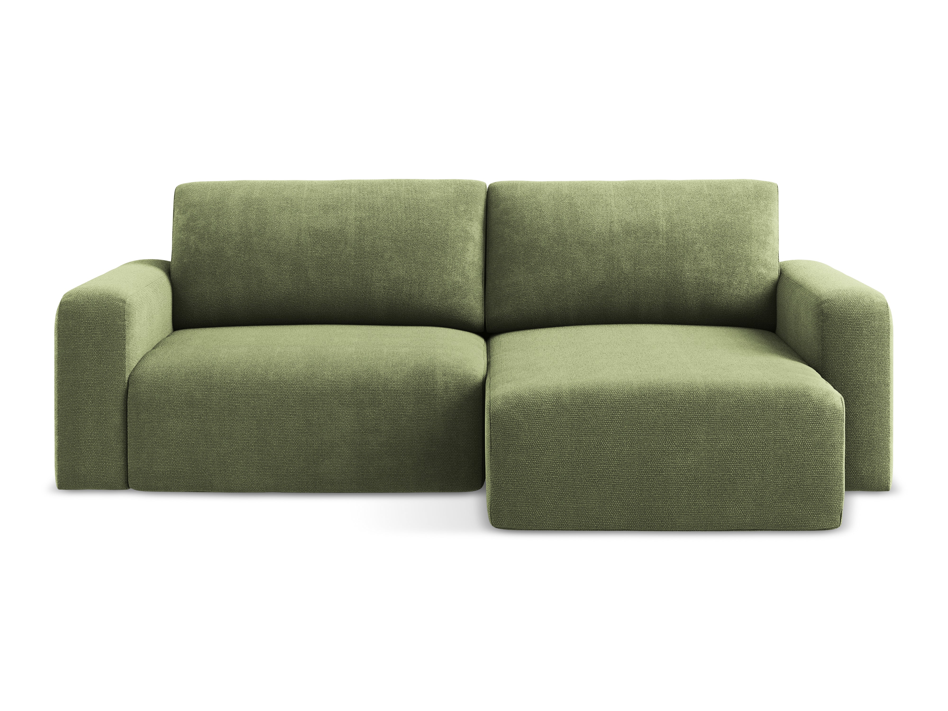 Rechtsseitige Schlafcouch KONA in grünem Chenille