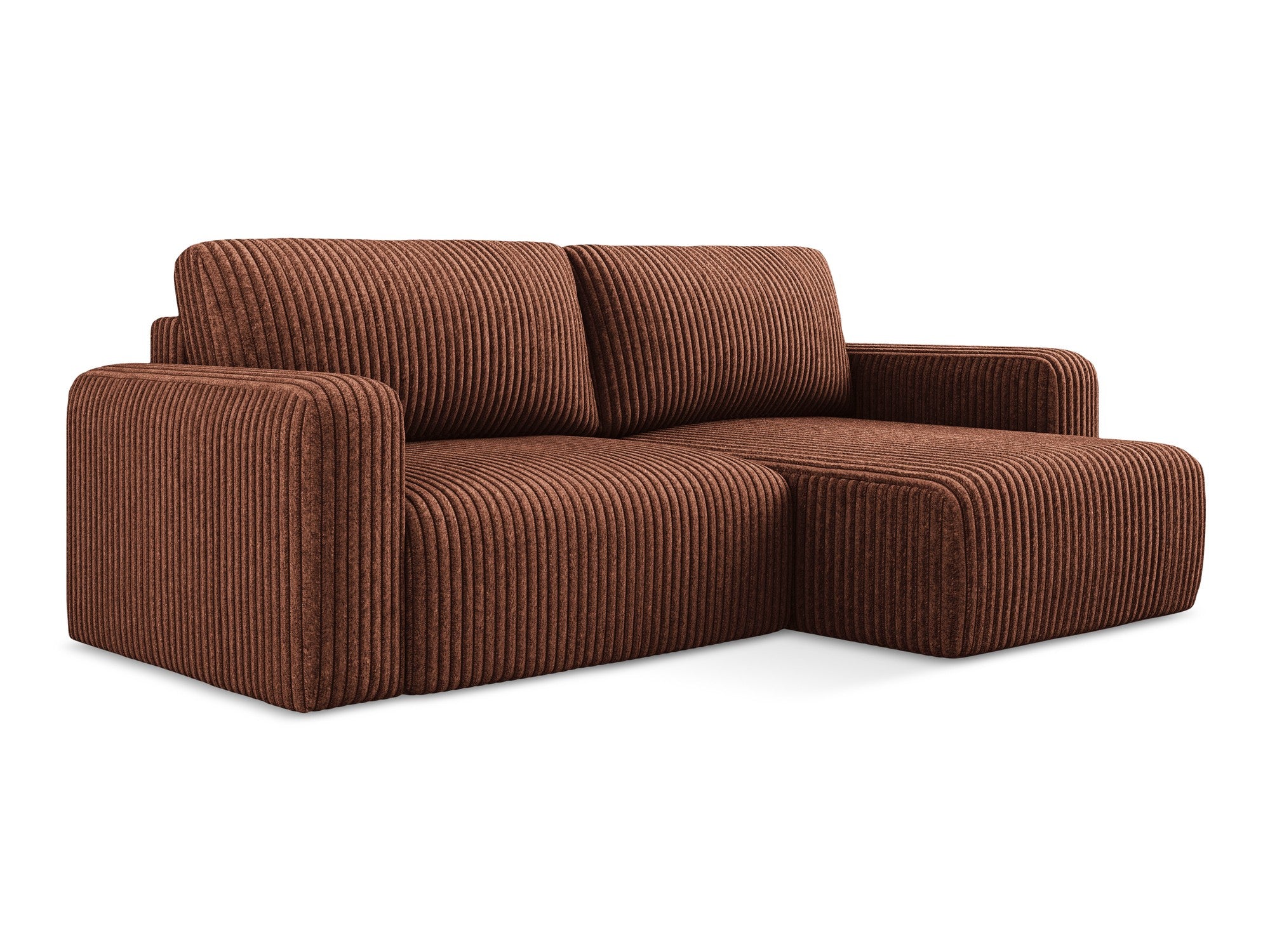 Right-facing corner sofa bed KONA terracotta corduroy