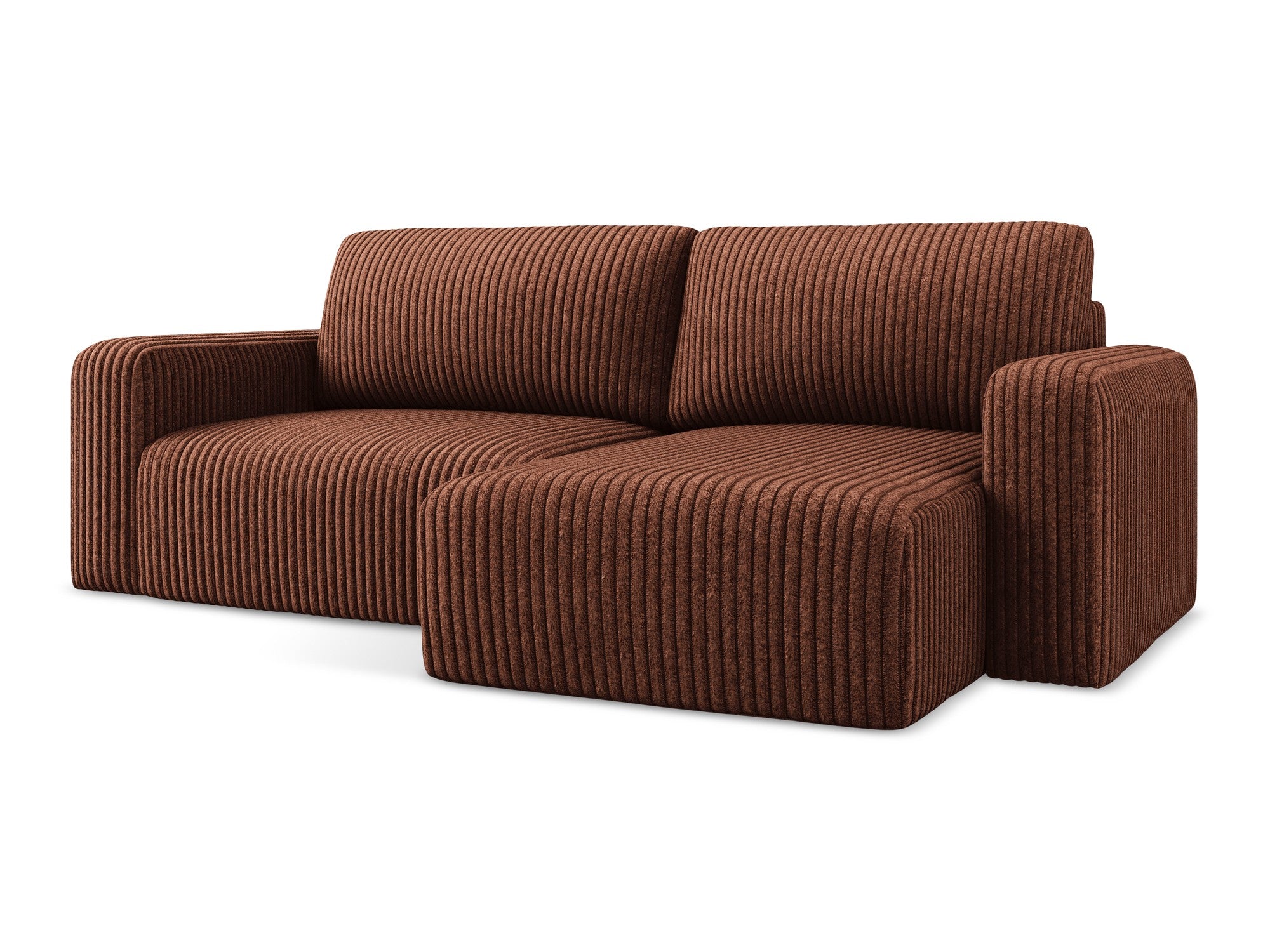 Right-facing corner sofa bed KONA terracotta corduroy