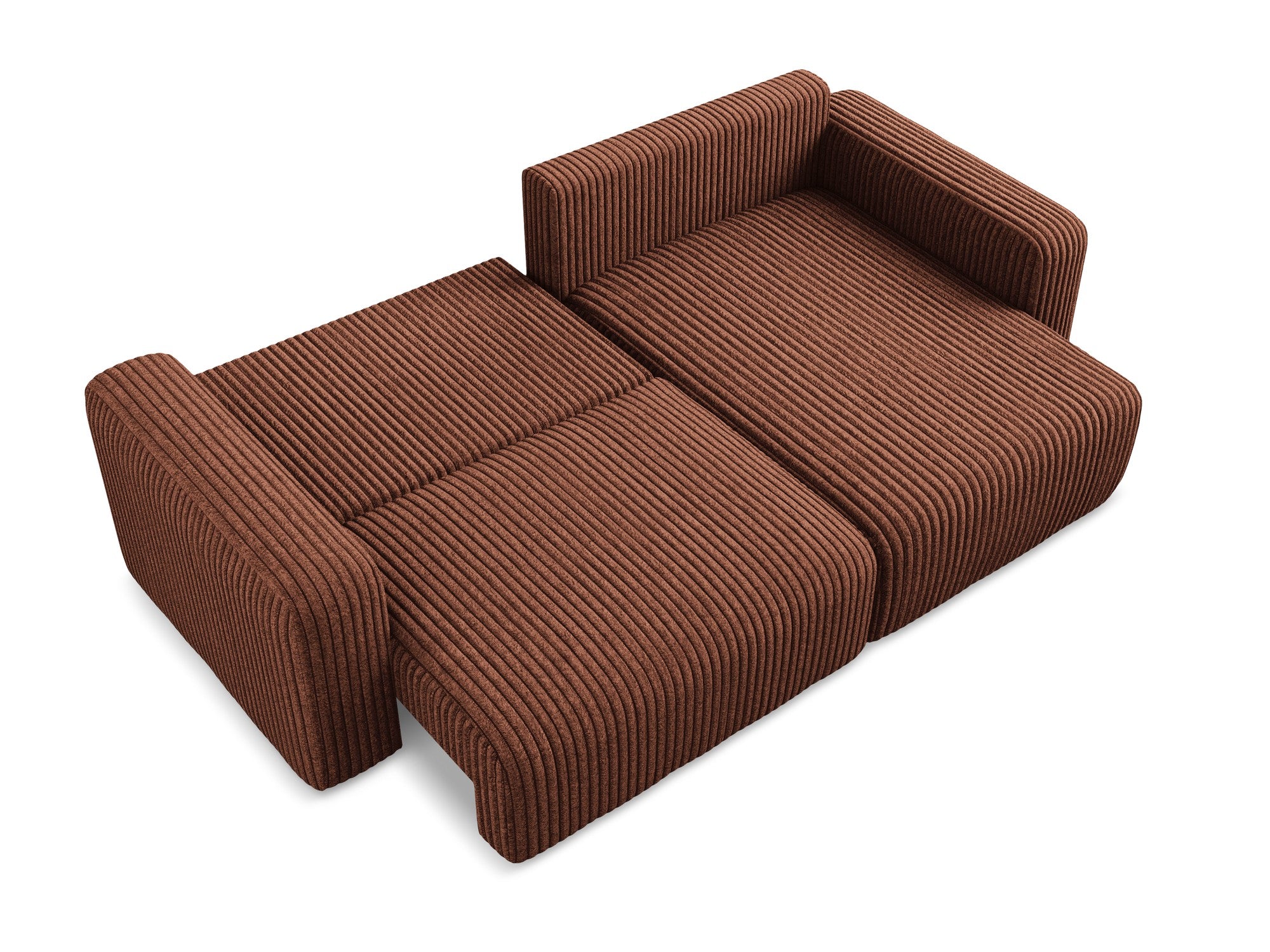 Right-facing corner sofa bed KONA terracotta corduroy