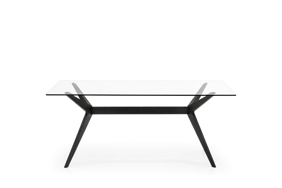 Tisch KENT mit Glasplatte und schwarzem Gestell
