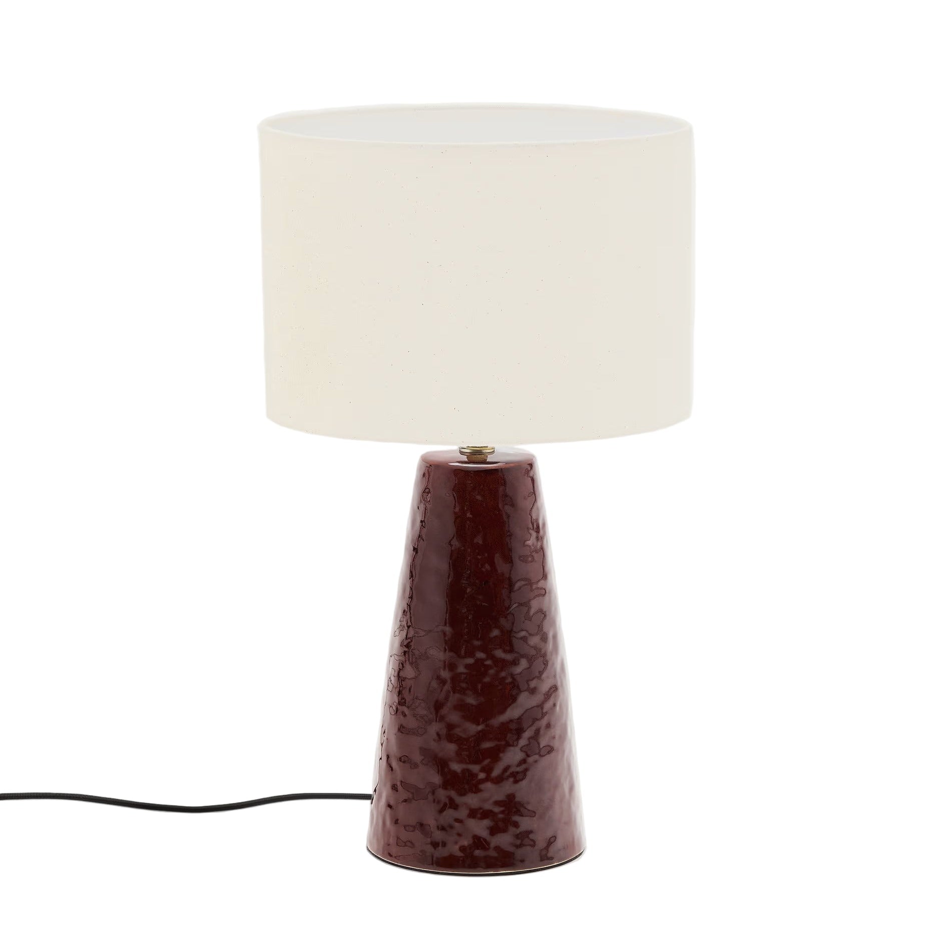 DRAVA table lamp in burgundy with a cotton shade