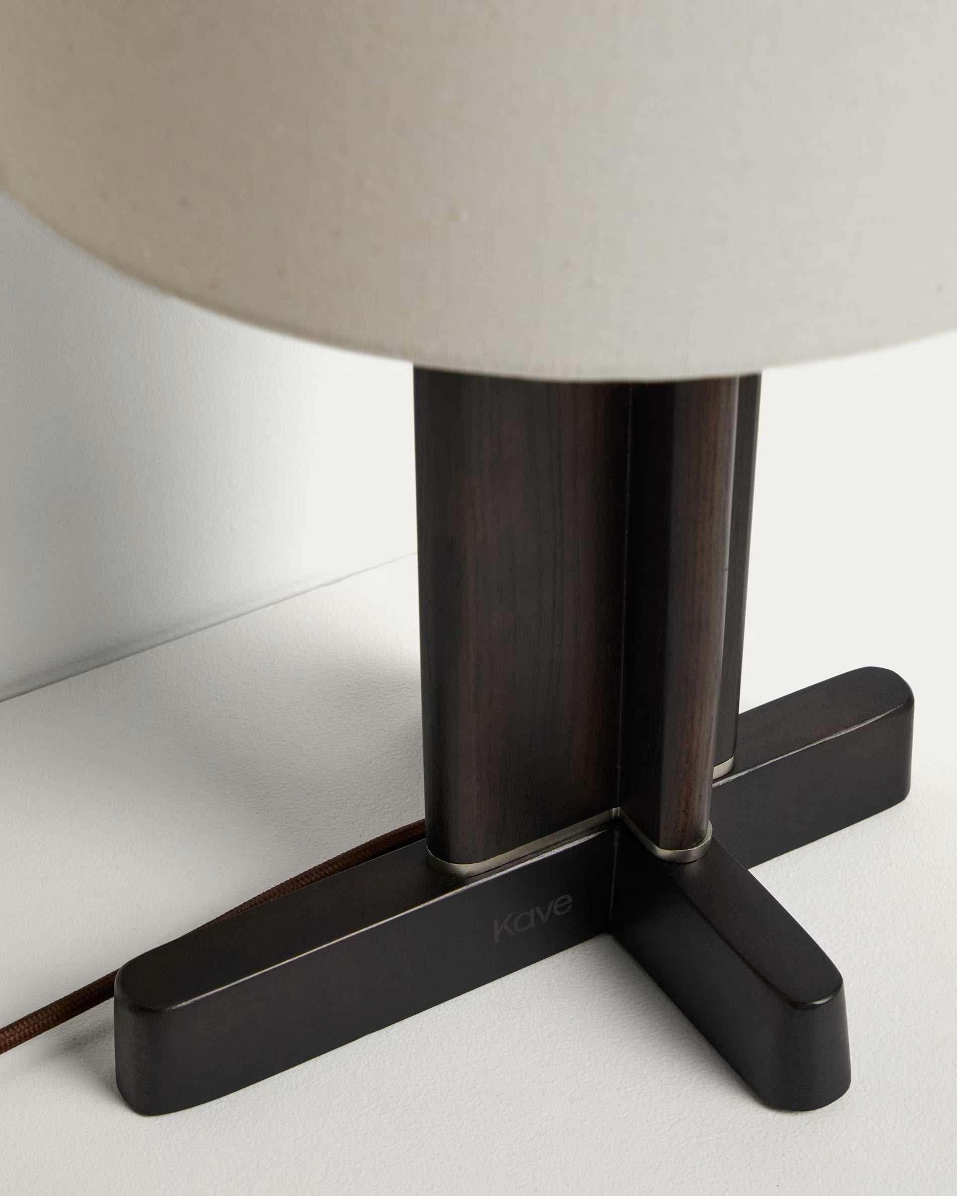 NIANI Table Lamp in Gray with Dark Wooden Base