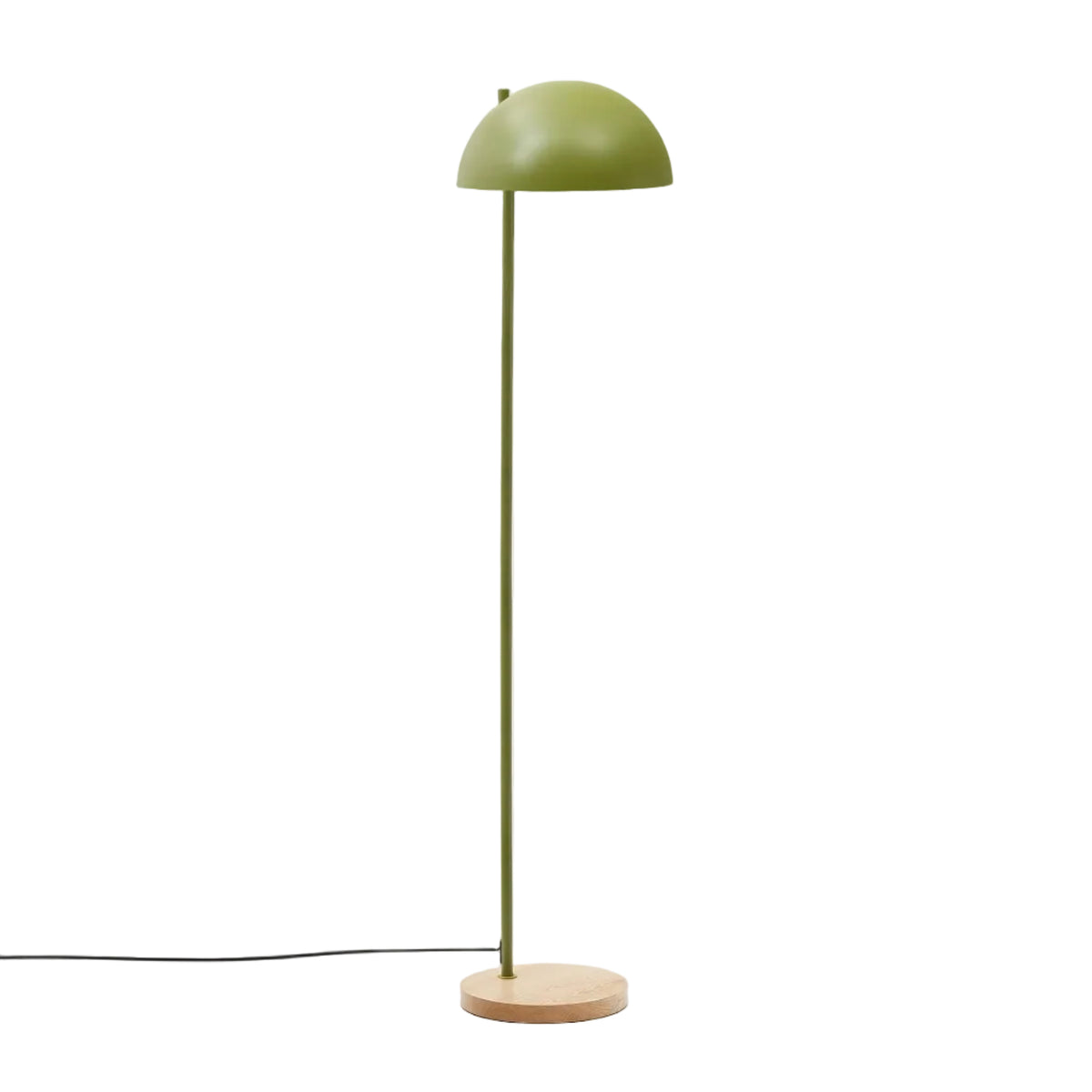Lampa podłogowa CATLAR zielony metal z drewnem jesionowym – Kave Home