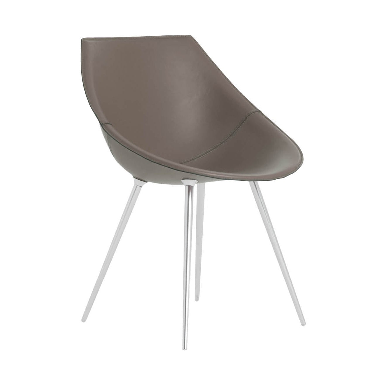 Stuhllagò Beige Leder mit einer Aluminiumbasis
