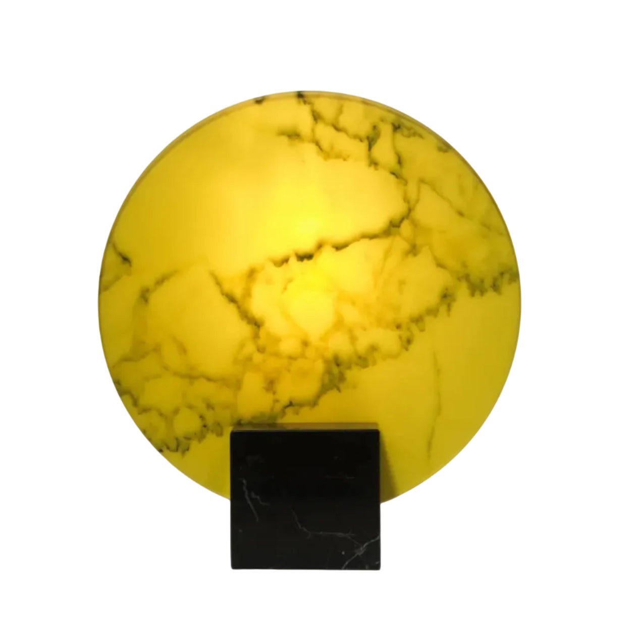 Tischlampe ACID MARBLE in säuregelb mit schwarzem Marmorsockel