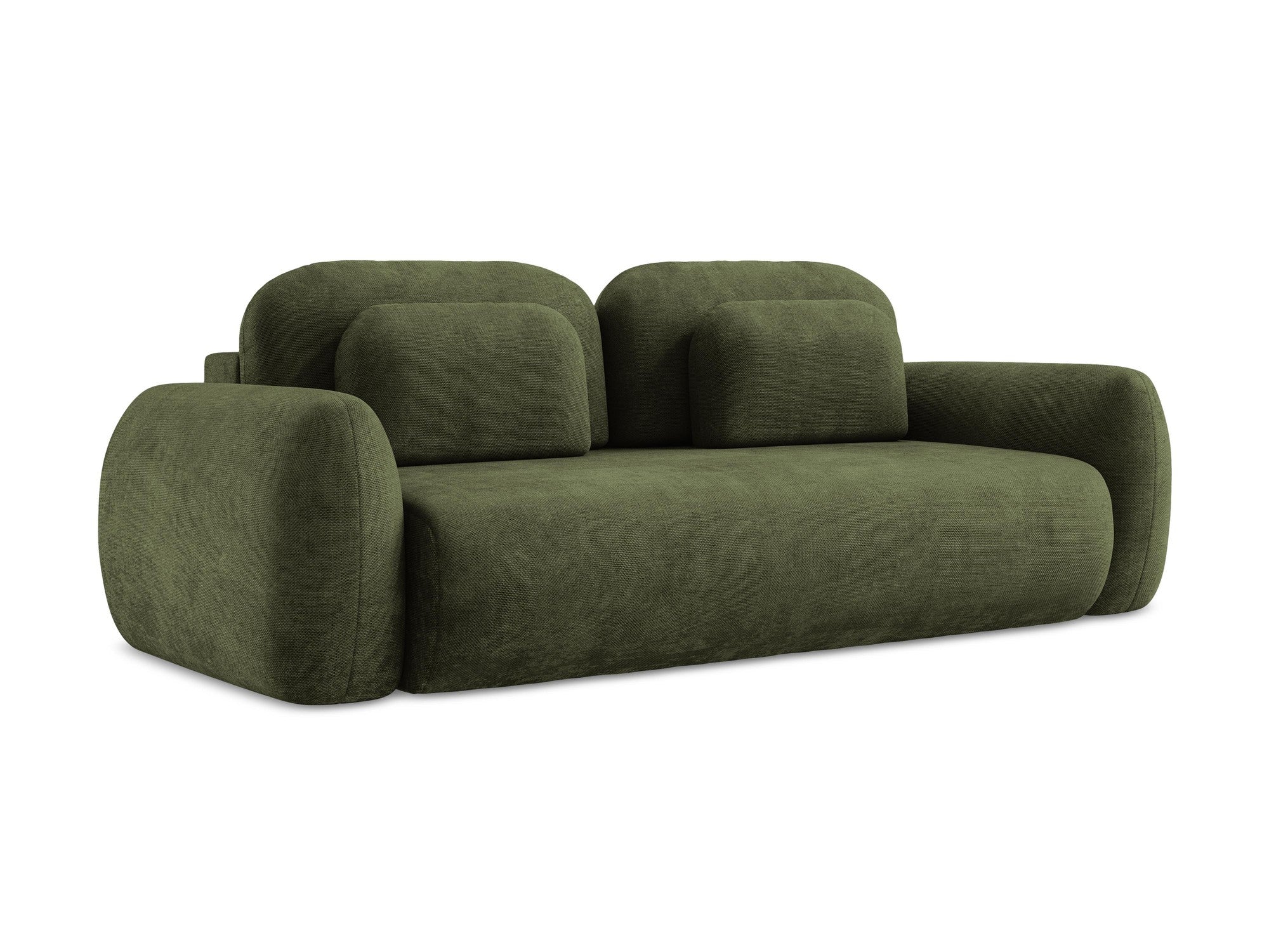 Sofa für 3 Personen mit Schlaf-Funktion LOHI olivgrüner Chenille