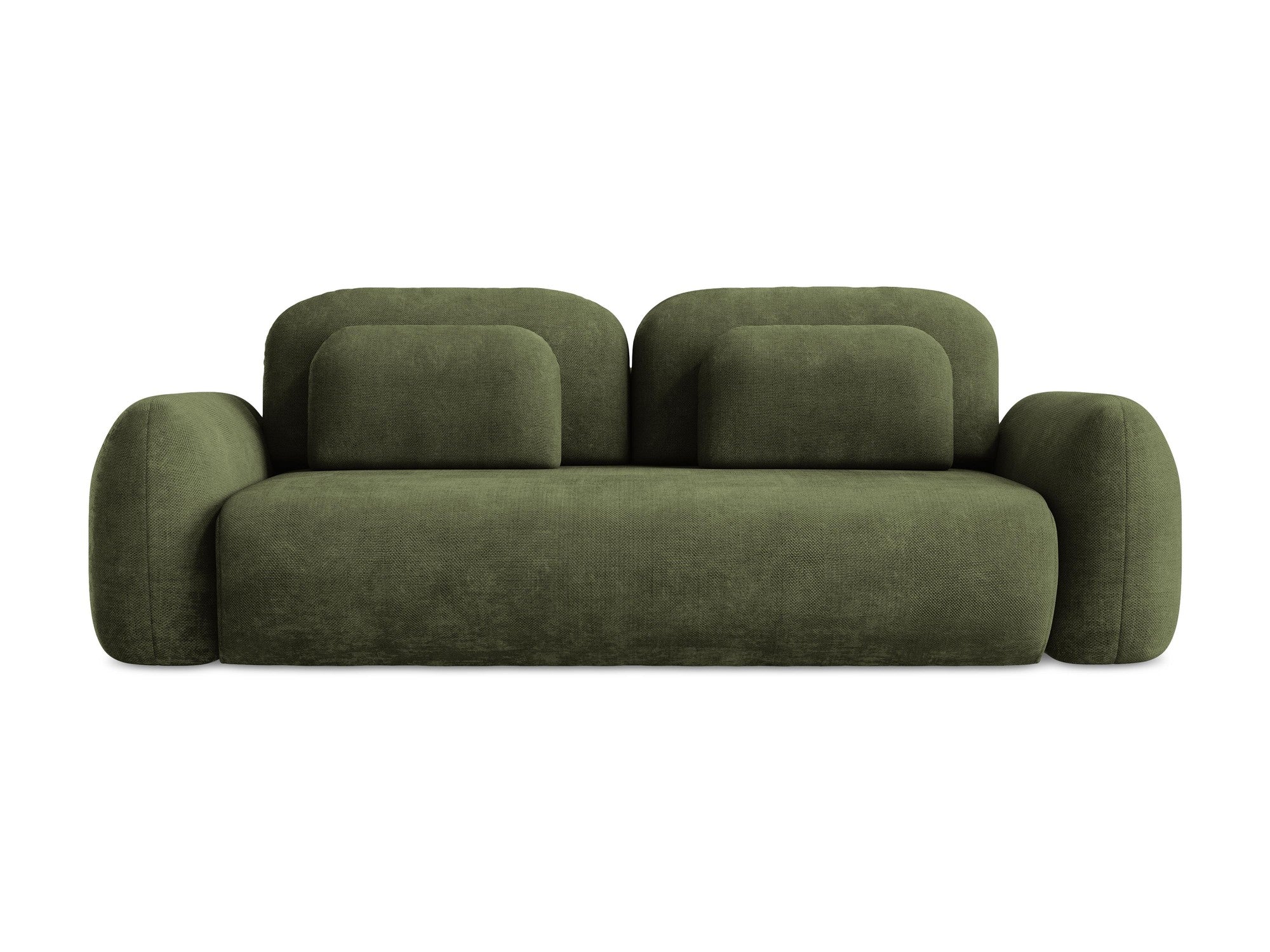 Sofa für 3 Personen mit Schlaf-Funktion LOHI olivgrüner Chenille
