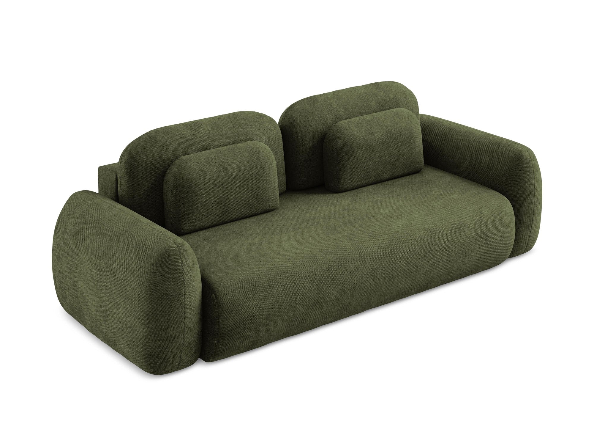Sofa für 3 Personen mit Schlaf-Funktion LOHI olivgrüner Chenille