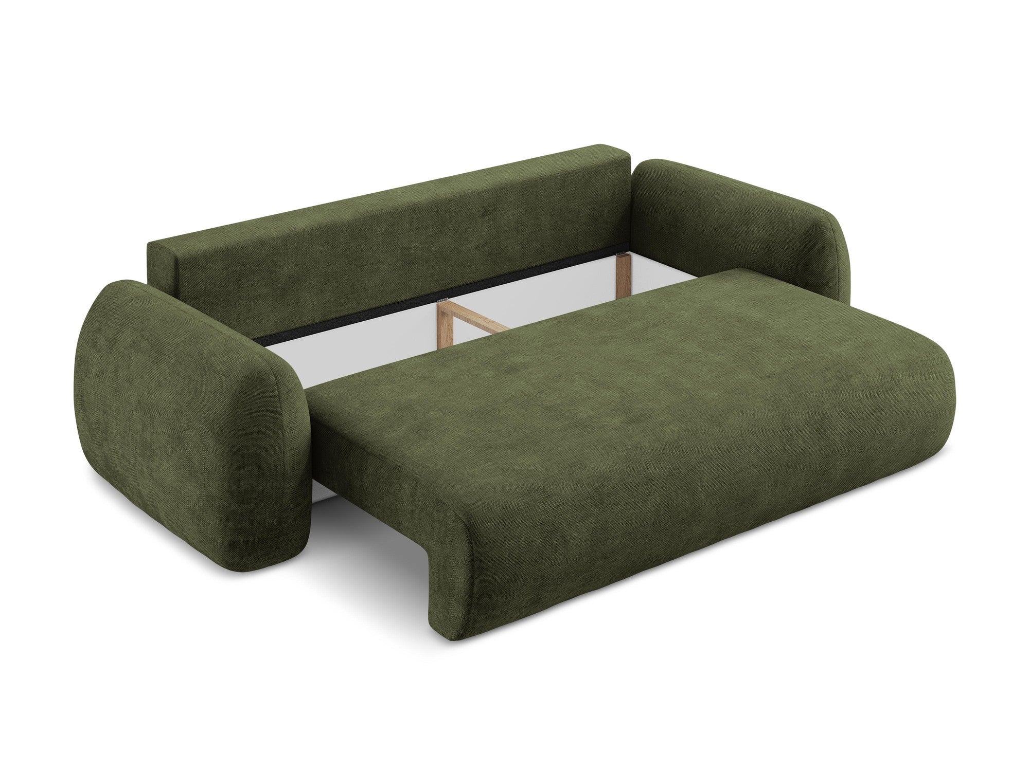Sofa für 3 Personen mit Schlaf-Funktion LOHI olivgrüner Chenille