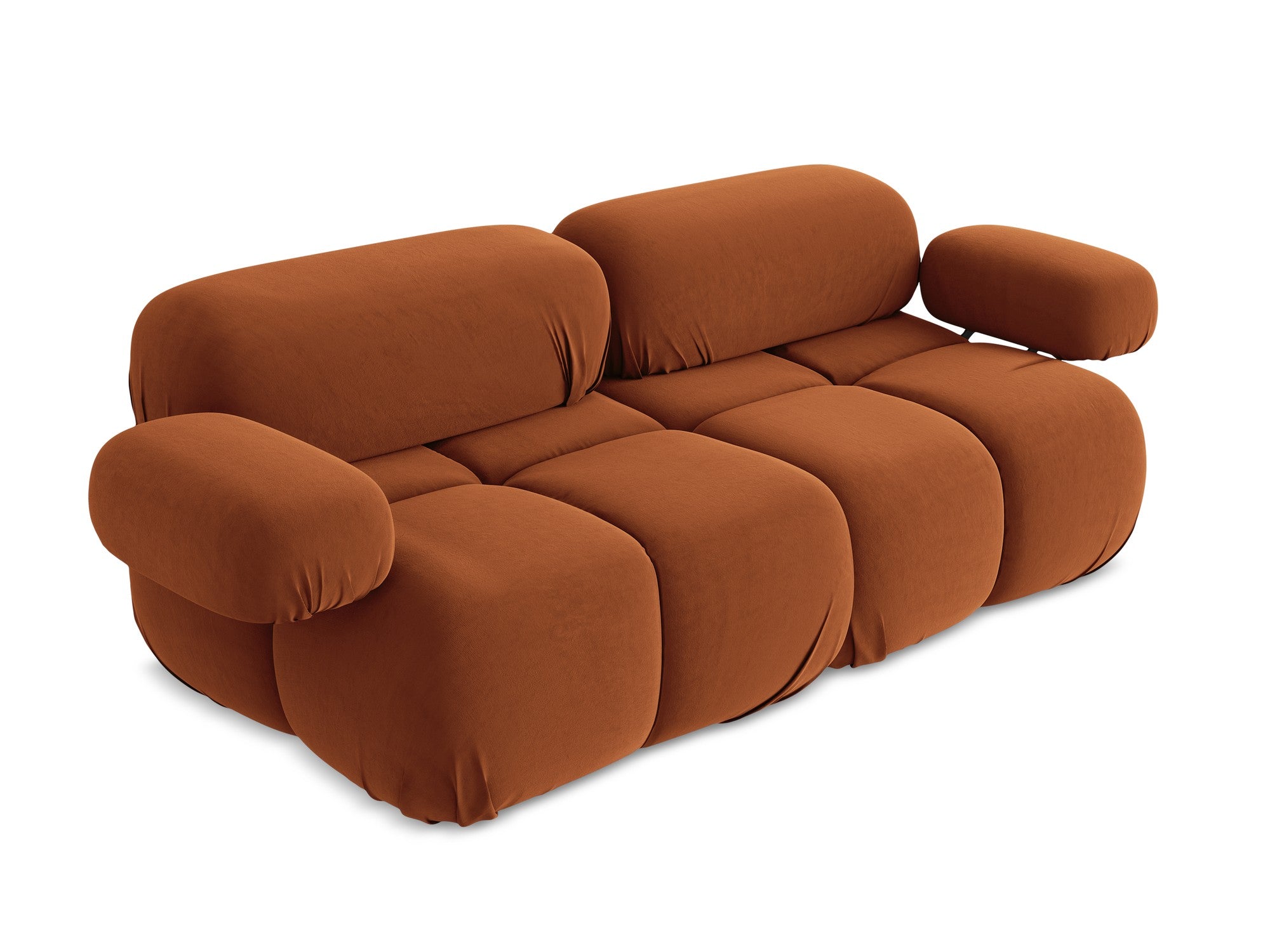 Modular Velvet Sofa for Two LOKUA Terracotta