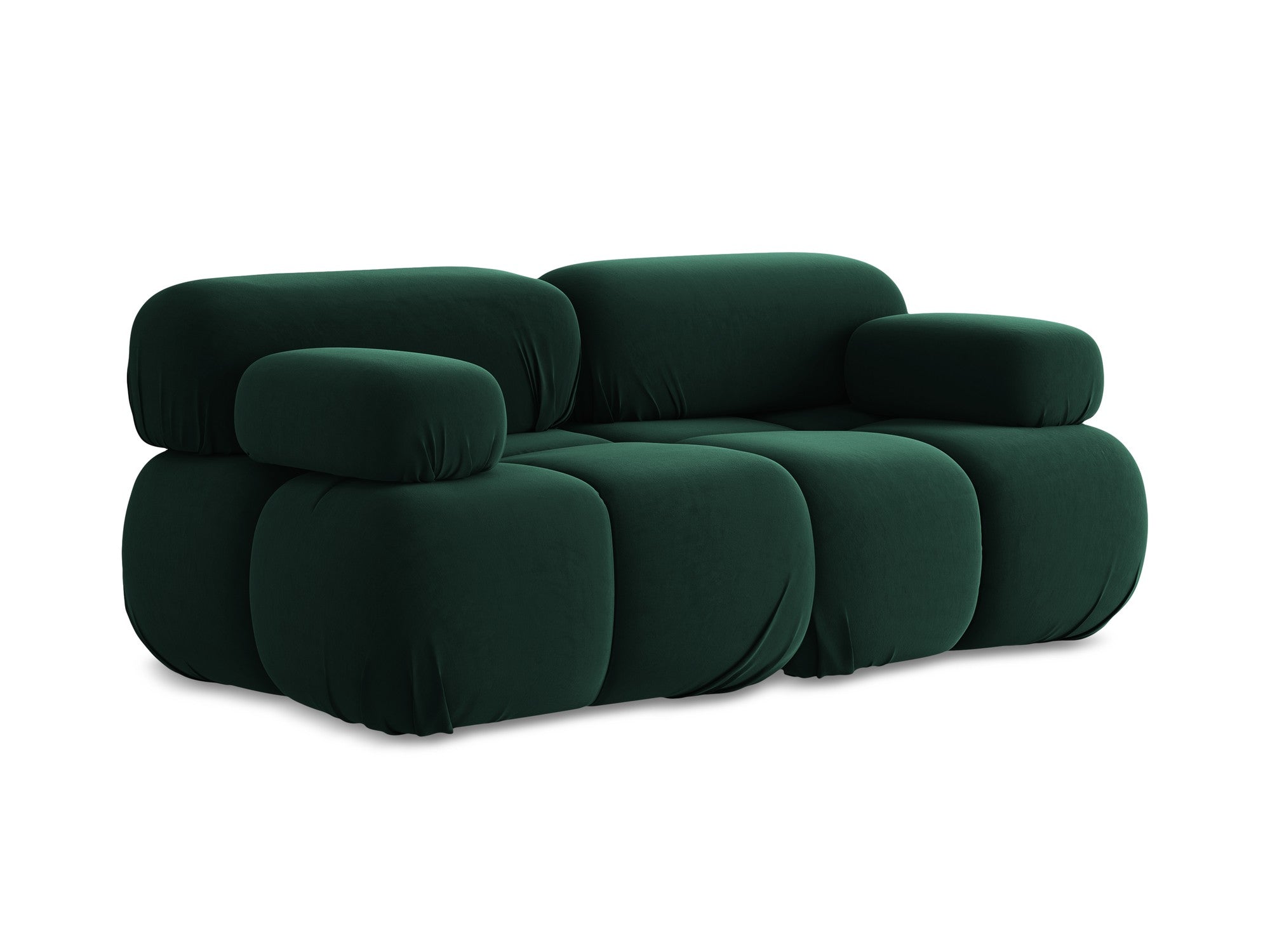 Modular Velvet Sofa for 2 People in Bottle Green LOKUA