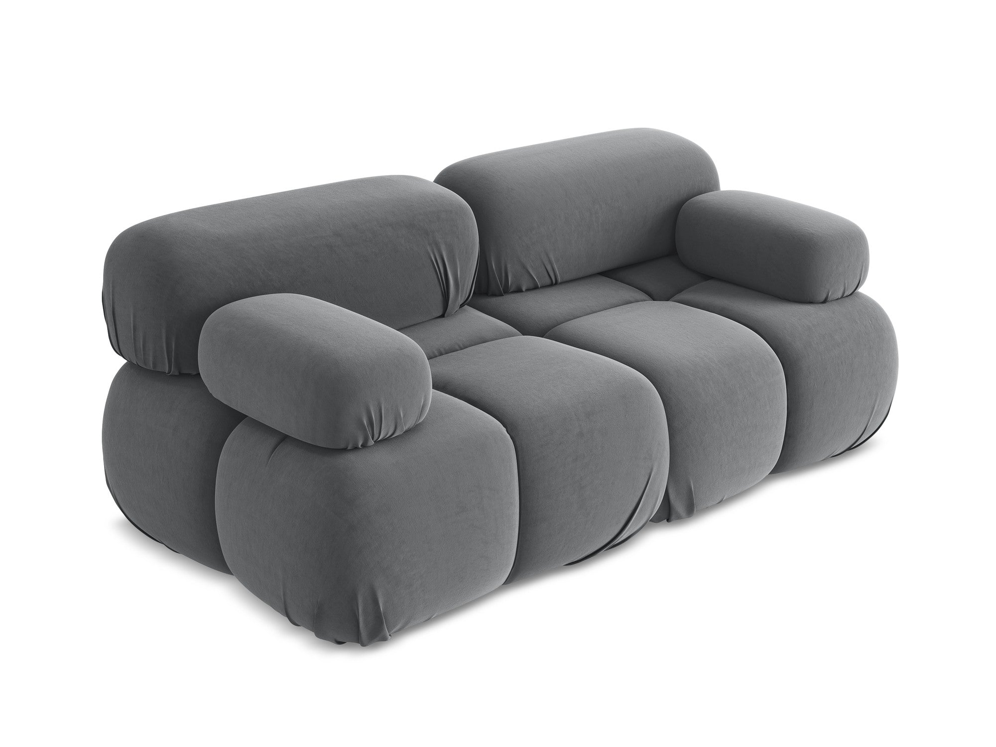 Modular Velvet Sofa for Two LOKUA in Steel Gray