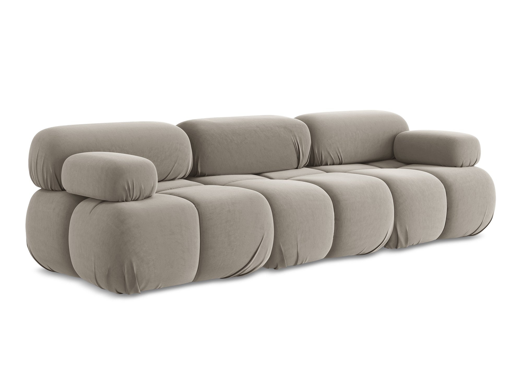 Taupe Velvet Modular Sofa for 3 People LOKUA