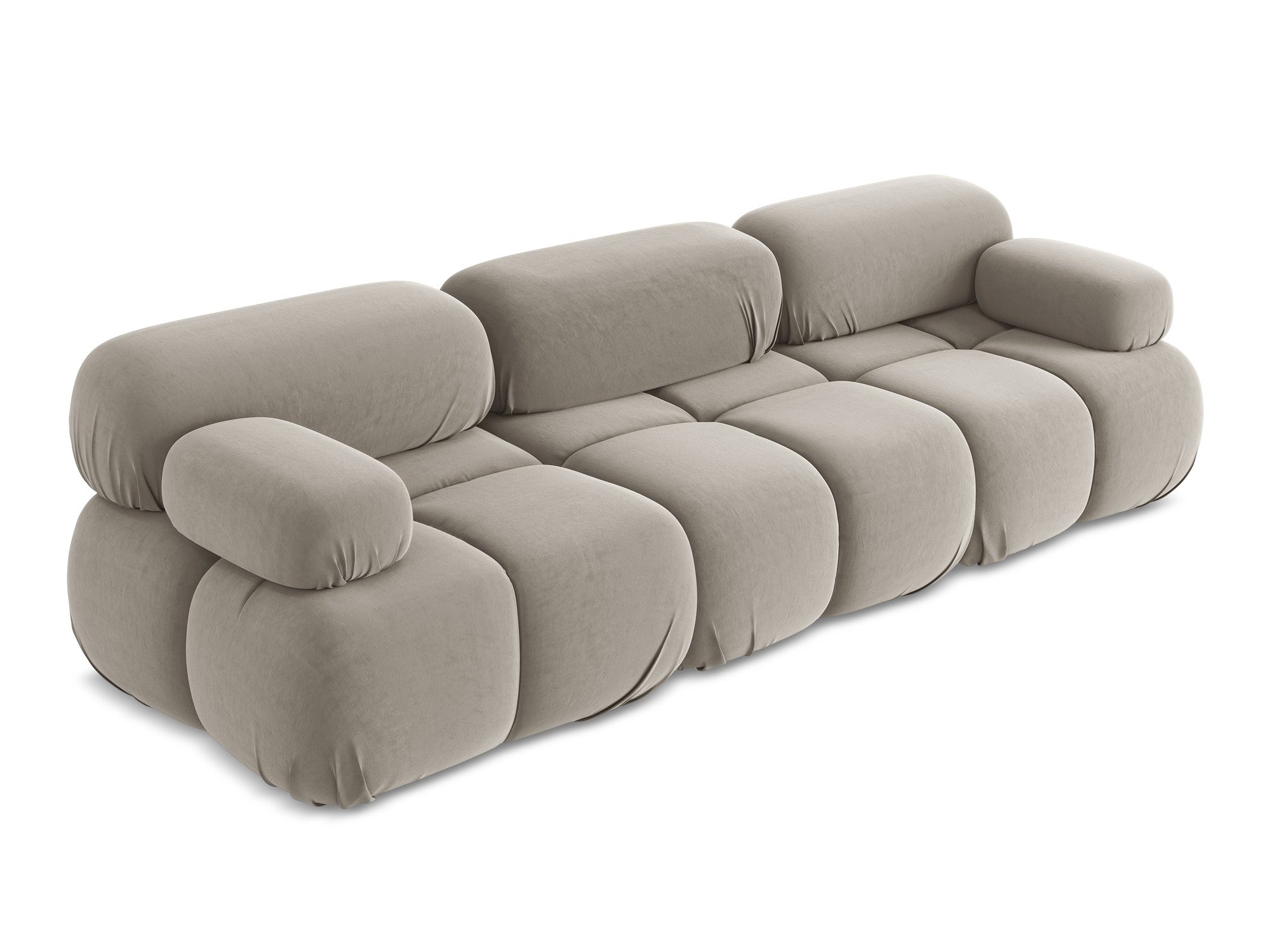 Taupe Velvet Modular Sofa for 3 People LOKUA