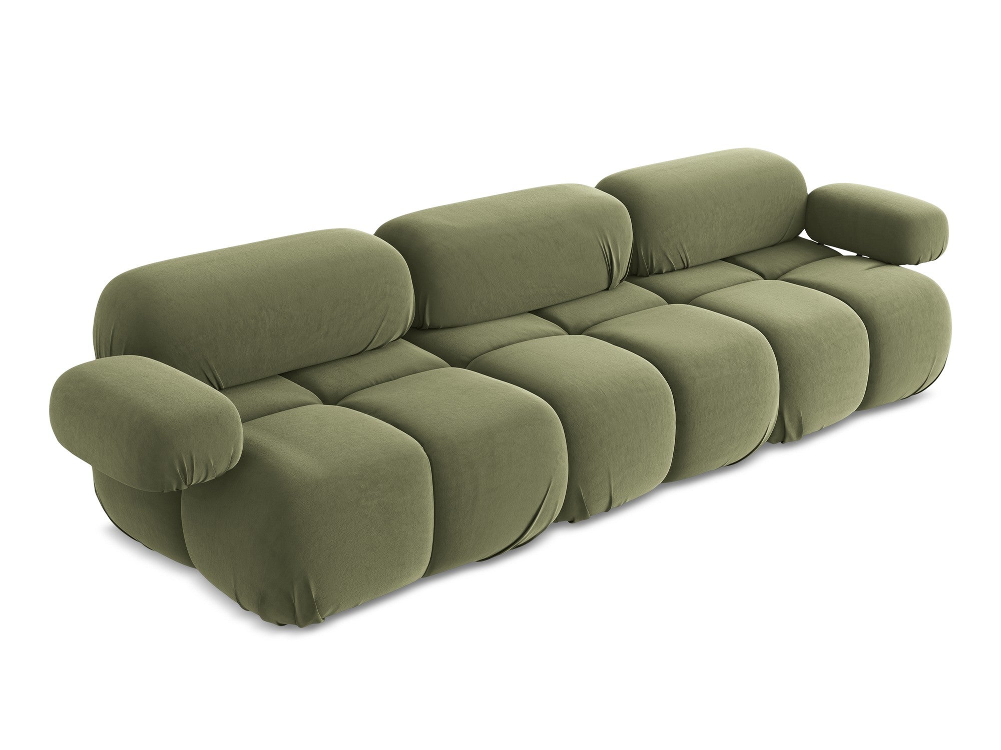 Olive Green Velvet Modular Sofa for 3 People LOKUA