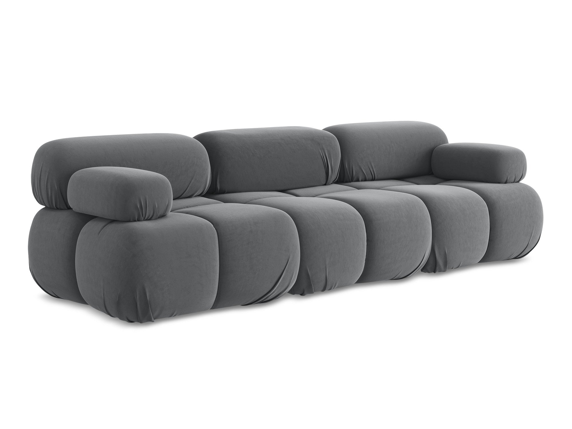 Modular Velvet Sofa for 3 People LOKUA Steel Gray