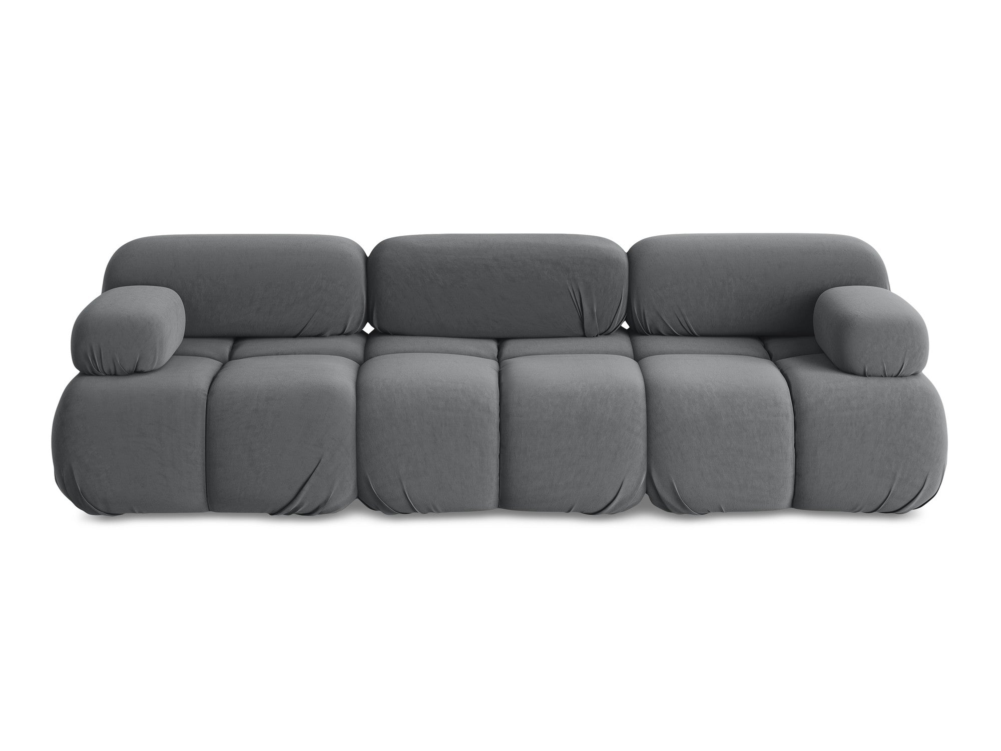 Modular Velvet Sofa for 3 People LOKUA Steel Gray