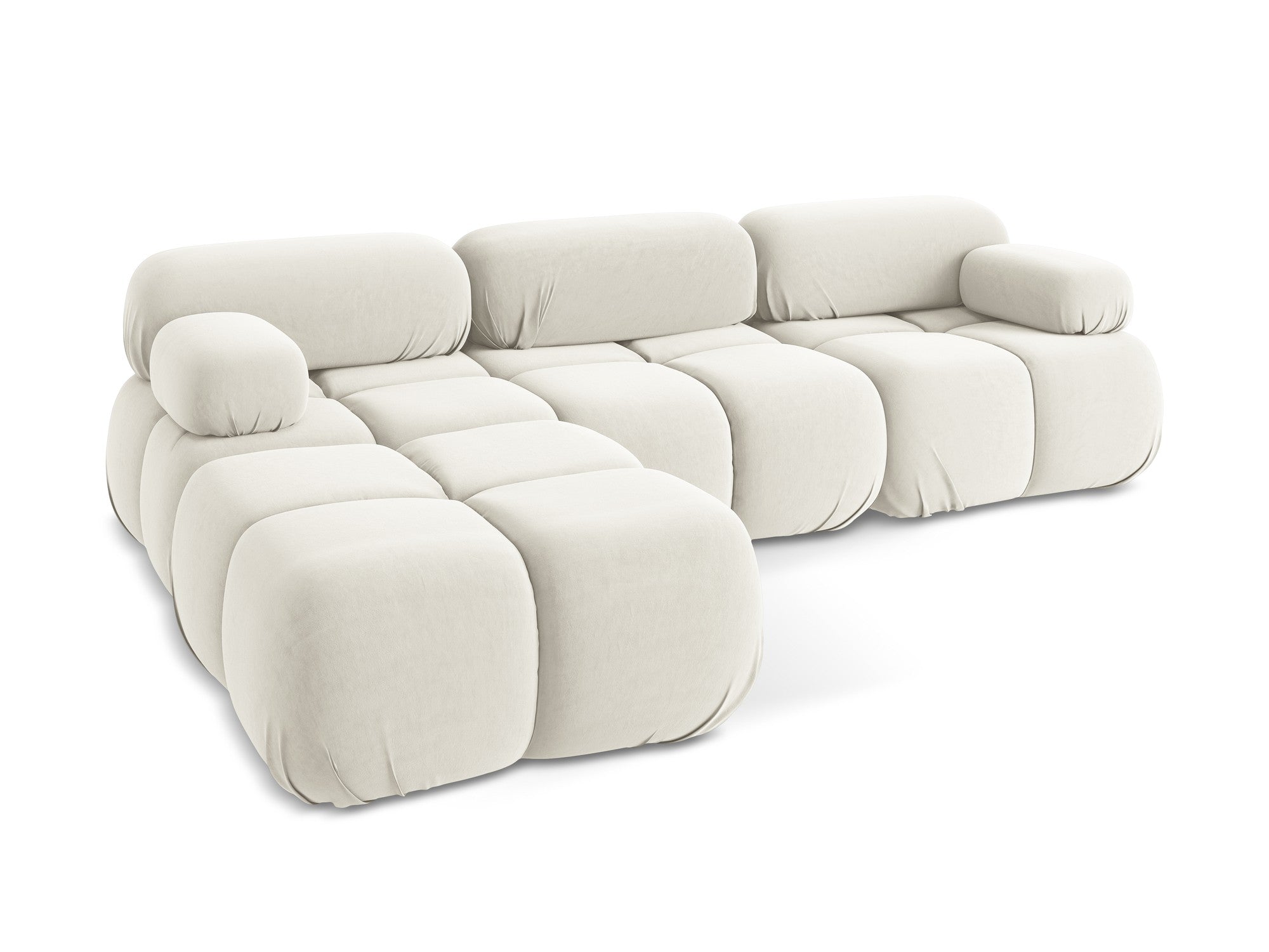 Modularer Samt-Ecksofa LOKUA in Hellbeige