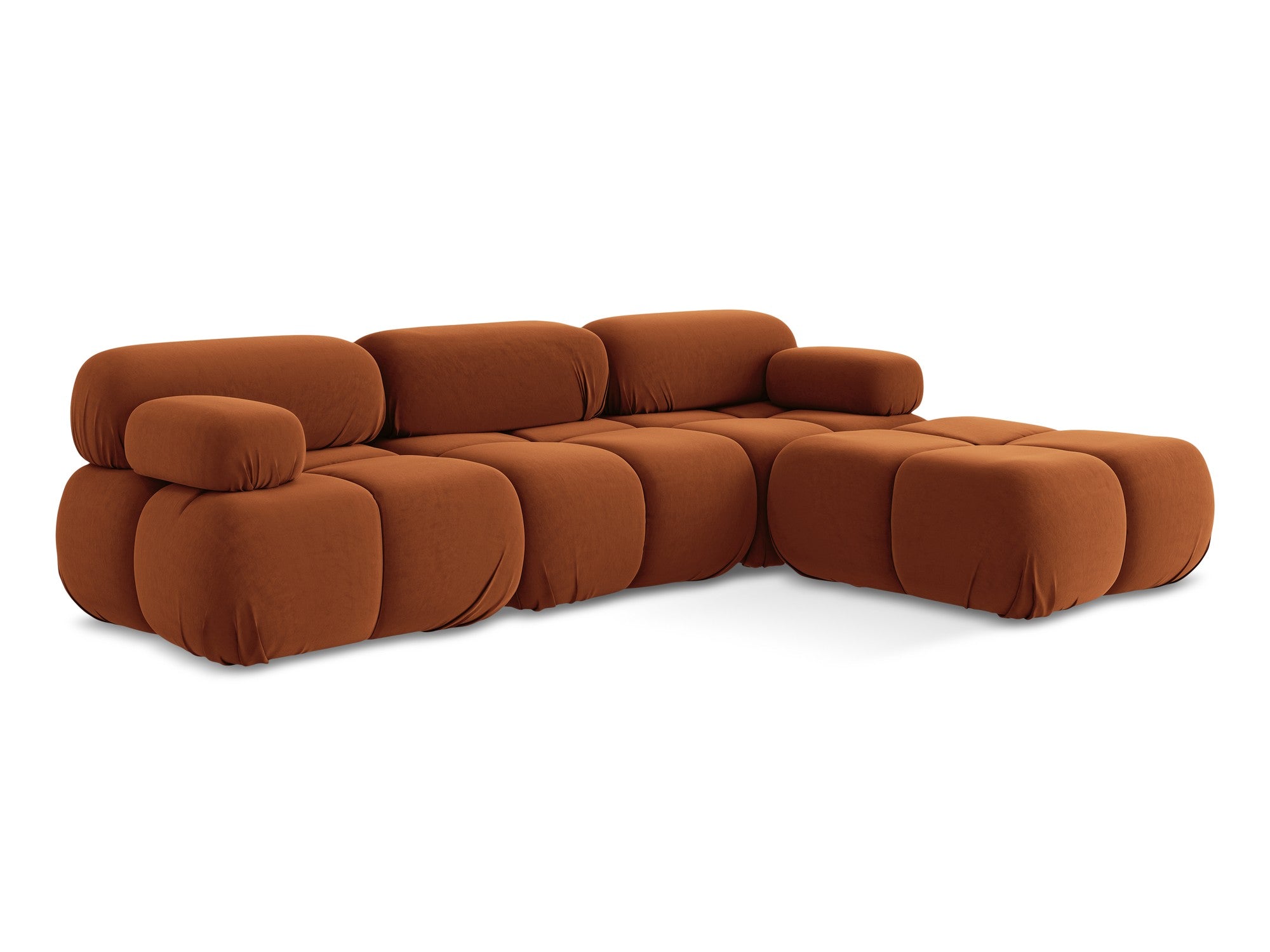 Universal velvet modular corner sofa LOKUA terracotta