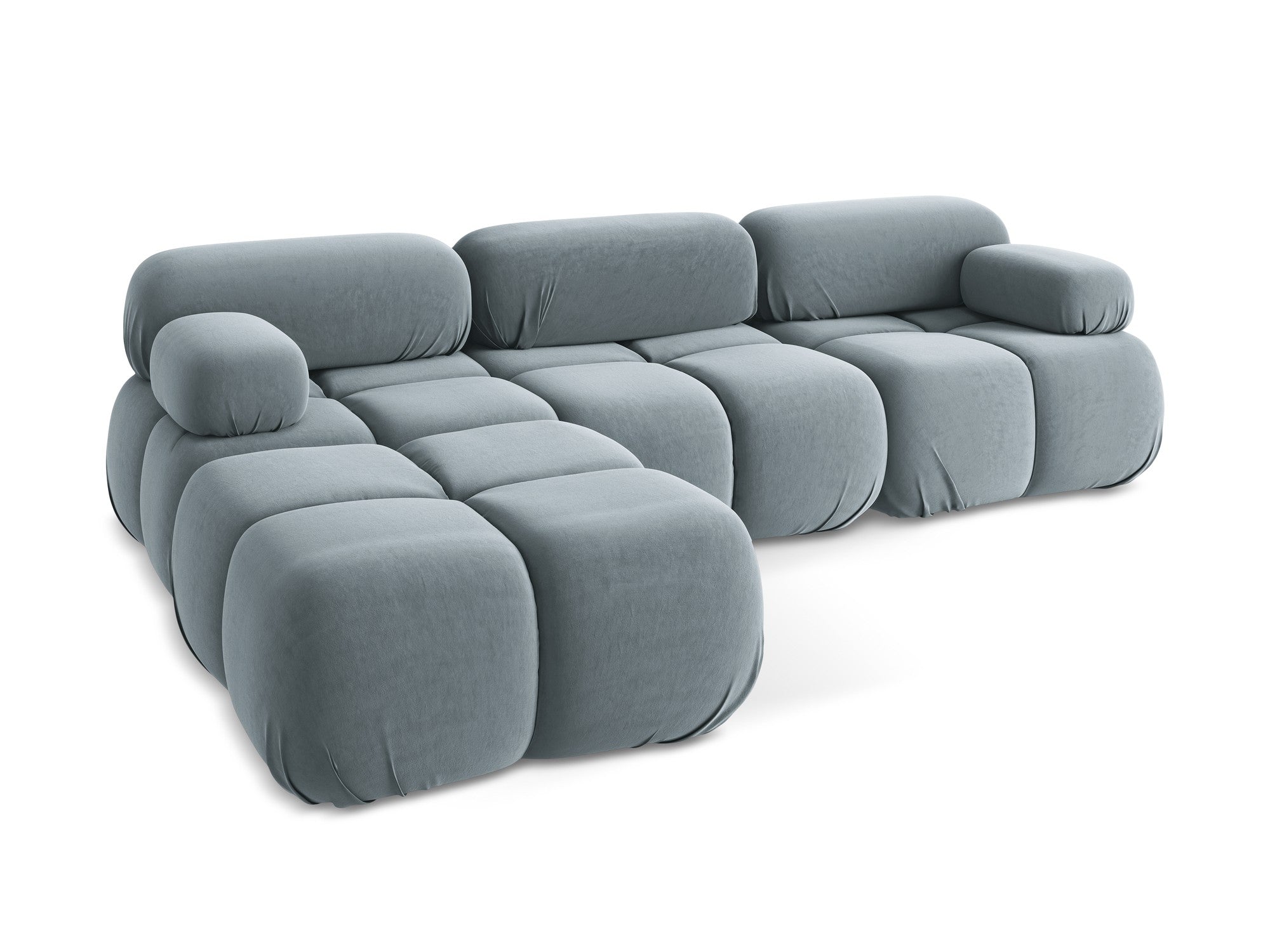 Modularer Samt-Ecksofa LOKUA in Hellblau
