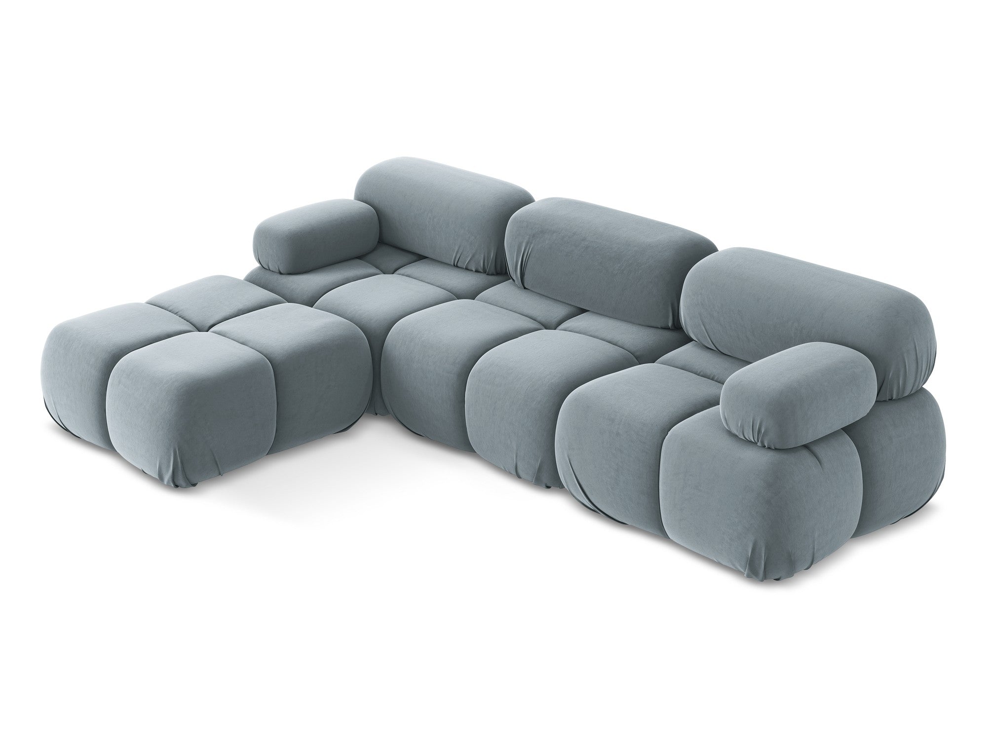 Modularer Samt-Ecksofa LOKUA in Hellblau