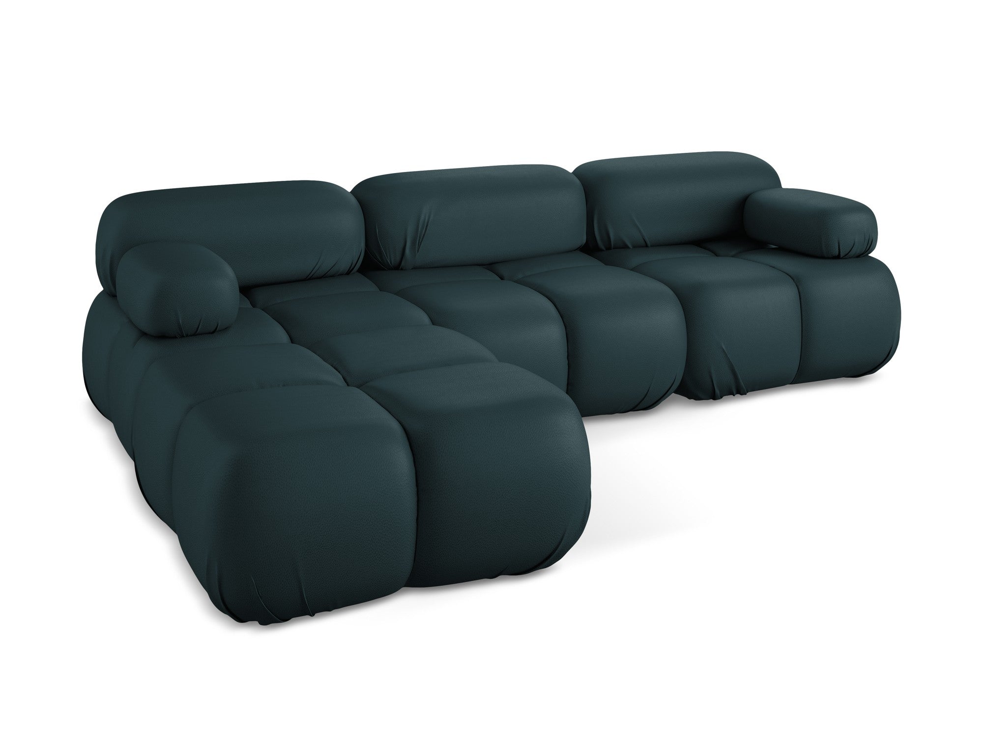 Modularer Ecksofa LOKUA in Meeresfarbe aus Kunstleder