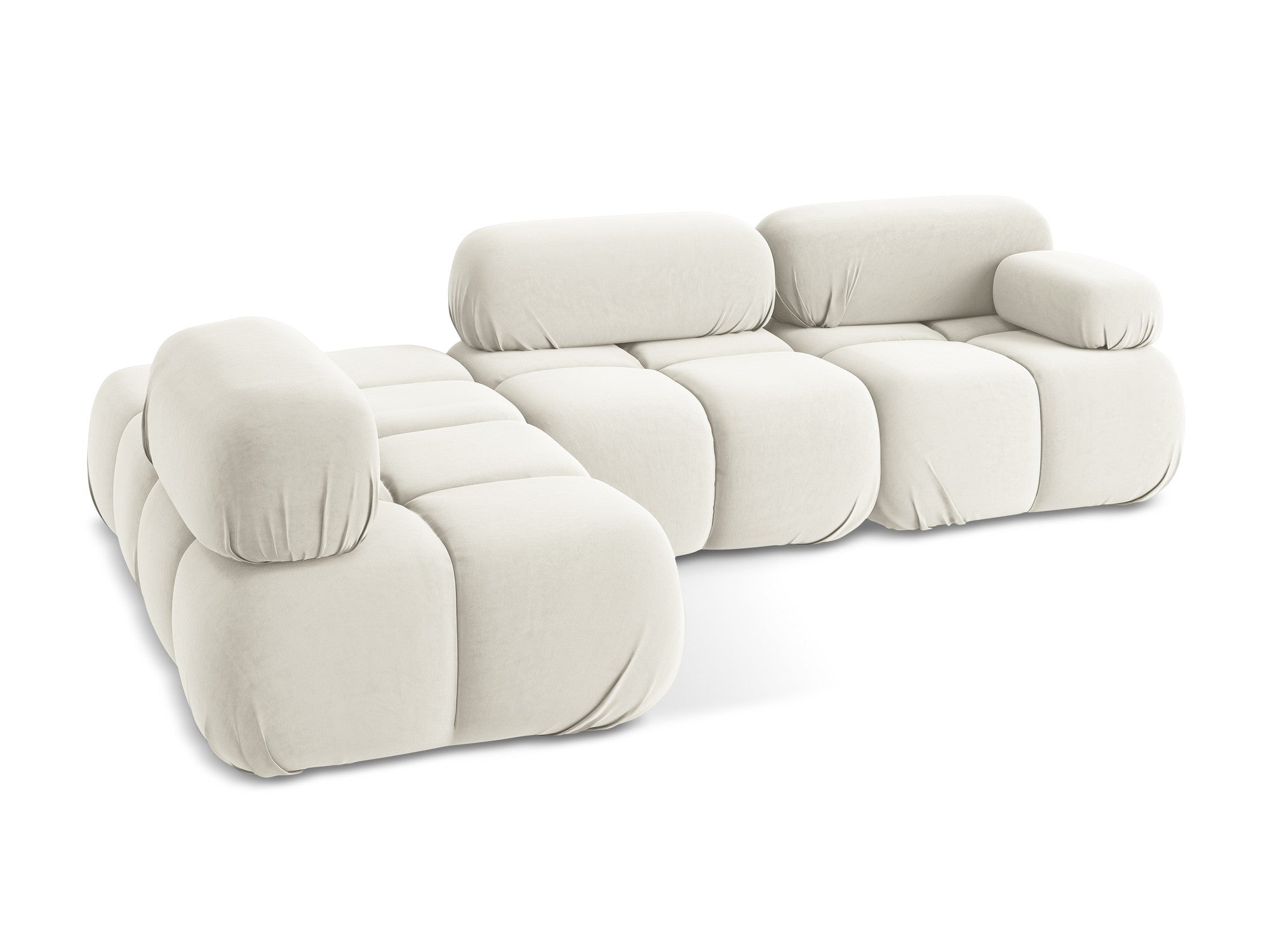Modularer Samt-Ecksofa links LOKUA hellbeige
