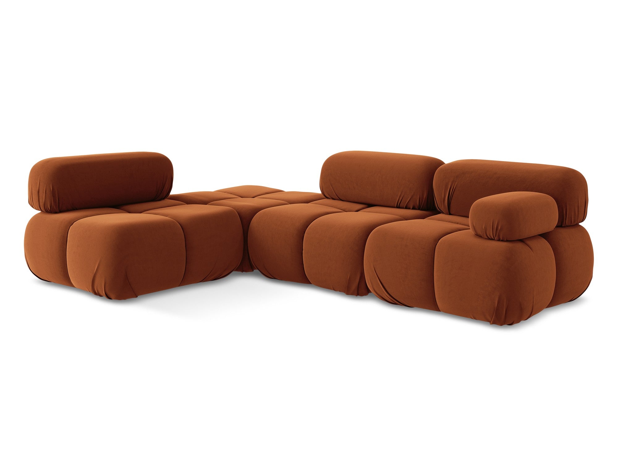 Left-facing velvet modular corner sofa LOKUA terracotta