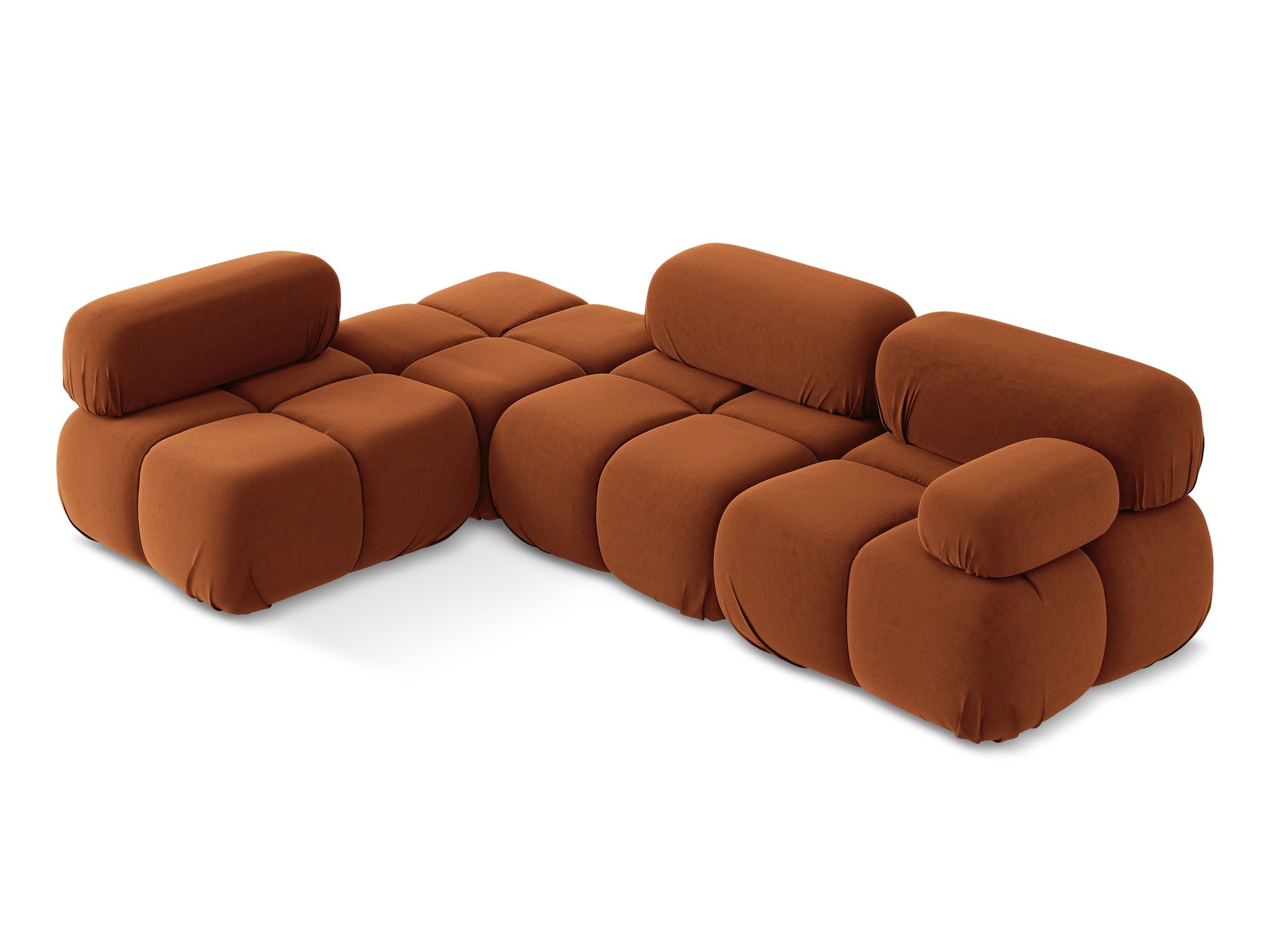 Left-facing velvet modular corner sofa LOKUA terracotta