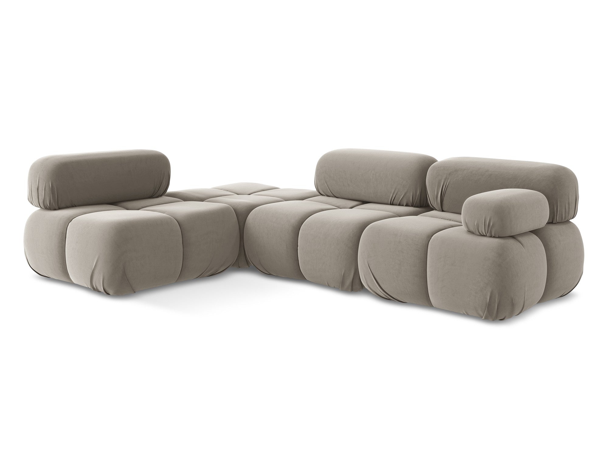 Left-sided velvet modular corner sofa LOKUA taupe